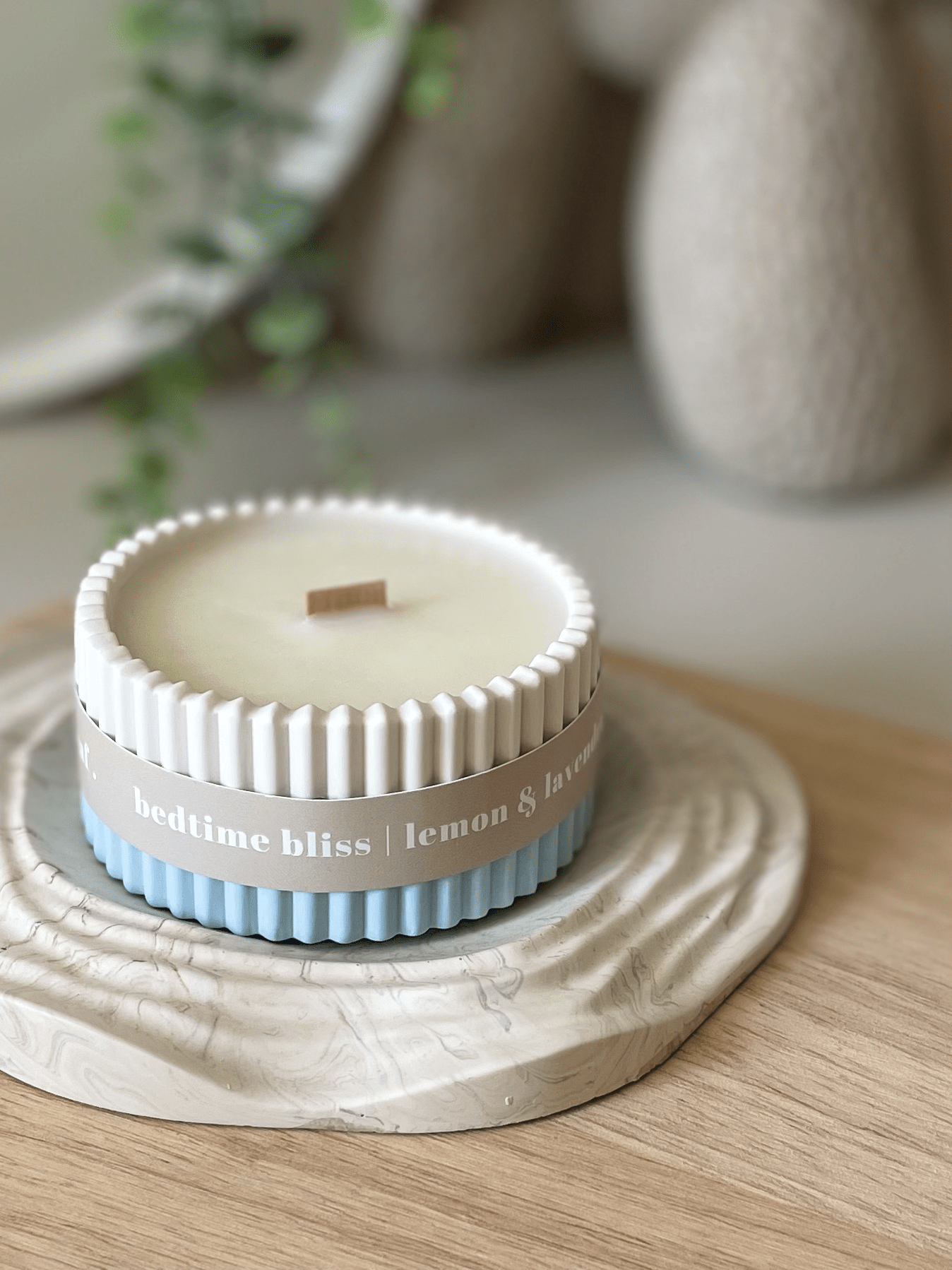 Lemon & Lavender Stoneware Soy Candle – Soothing Bedtime Aroma - REGN