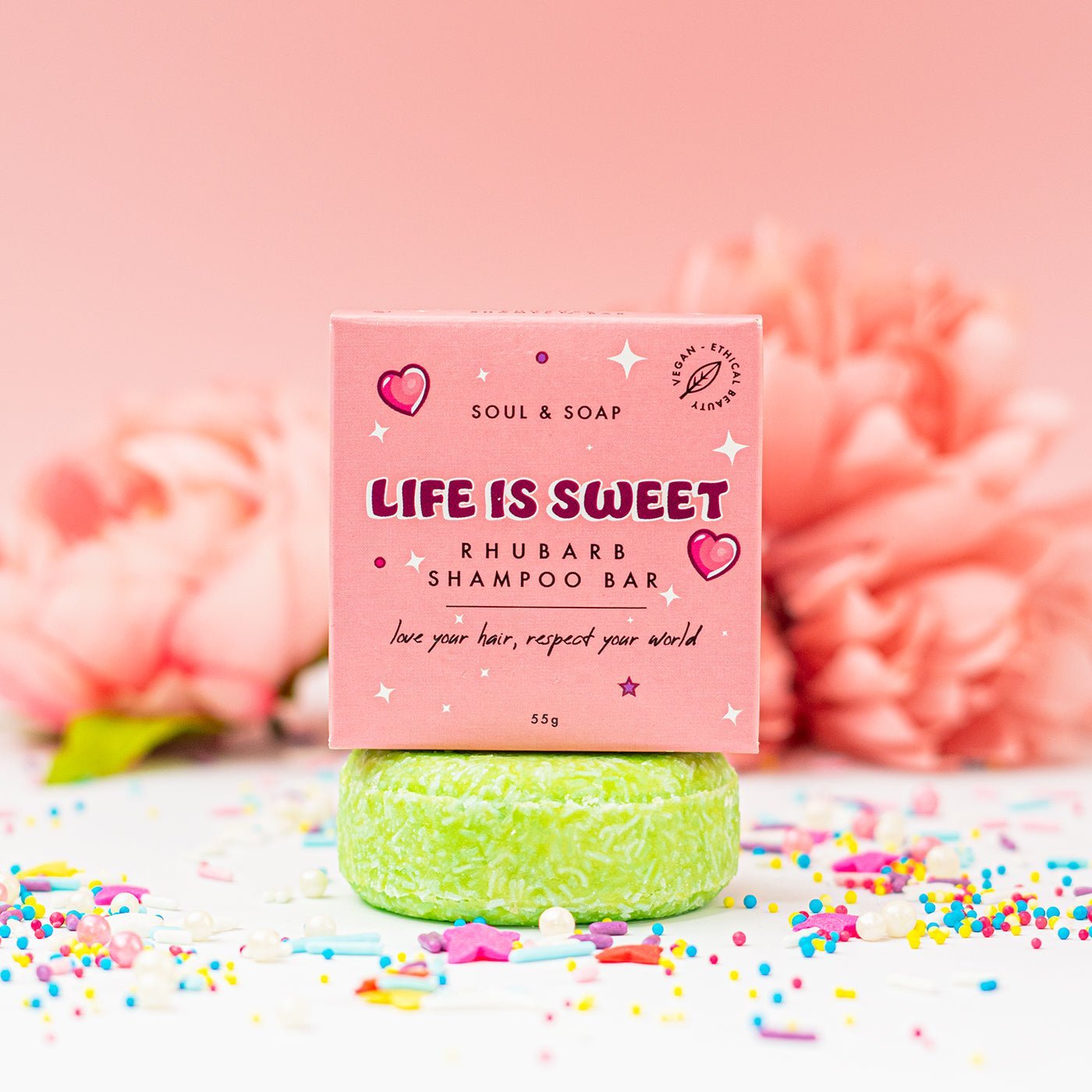 Life Is Sweet Shampoo Bar For All Hair Types - Vegan. Rhubarb Scented - REGN