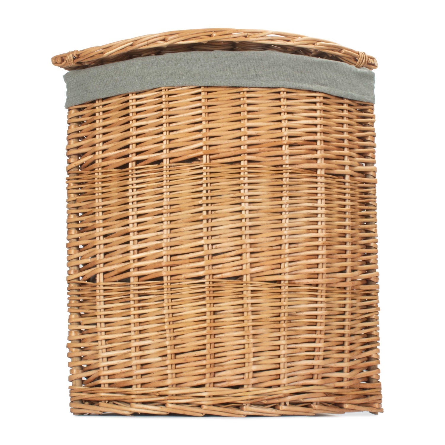 Light Steamed Willow Corner Linen Basket with Grey Sage Lining - Small - REGN
