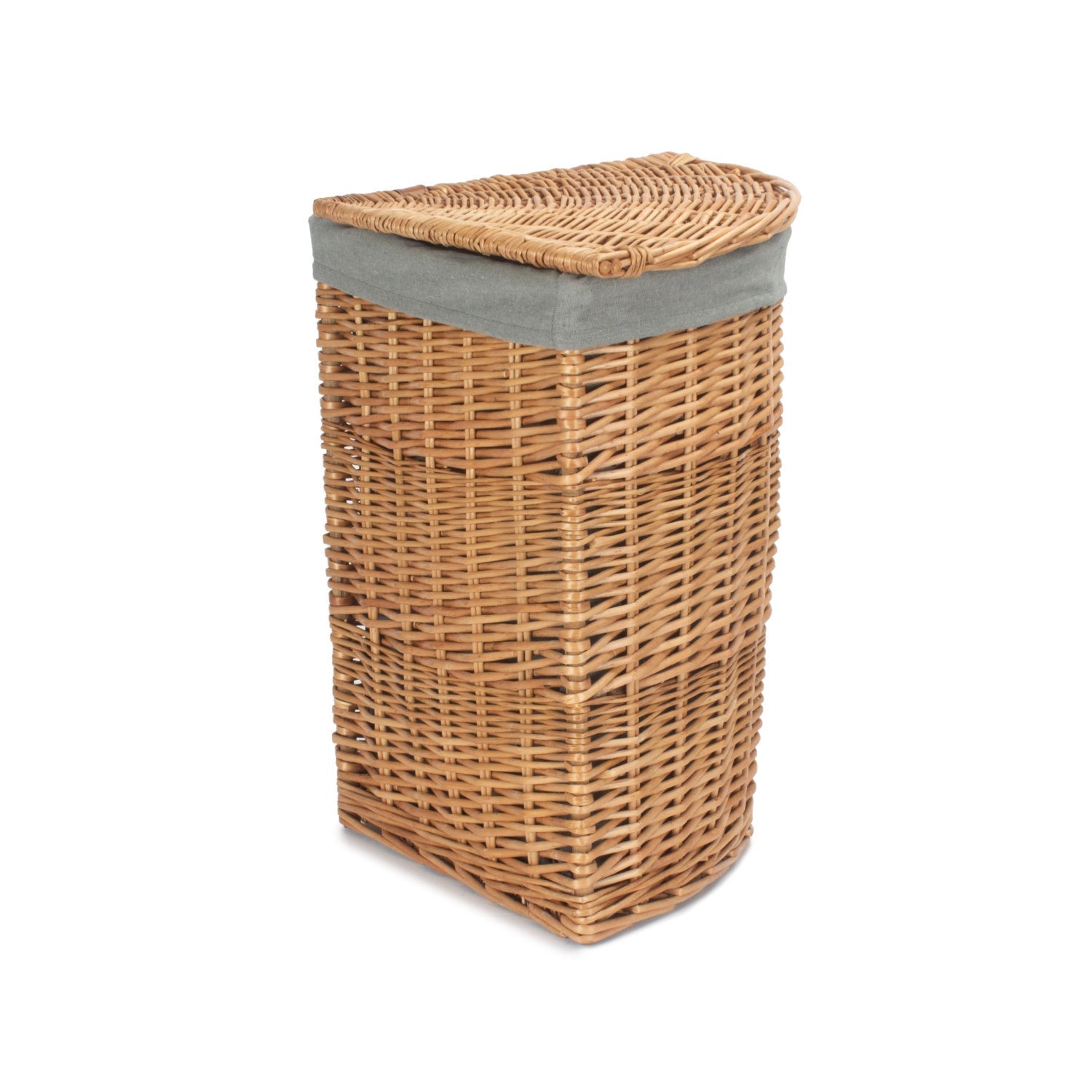 Light Steamed Willow Corner Linen Basket with Grey Sage Lining - Small - REGN