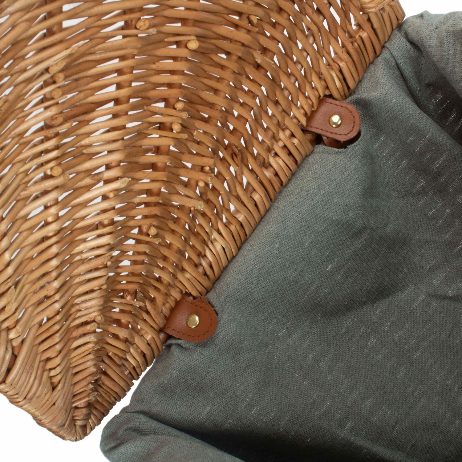 Light Steamed Willow Corner Linen Basket with Grey Sage Lining - Small - REGN