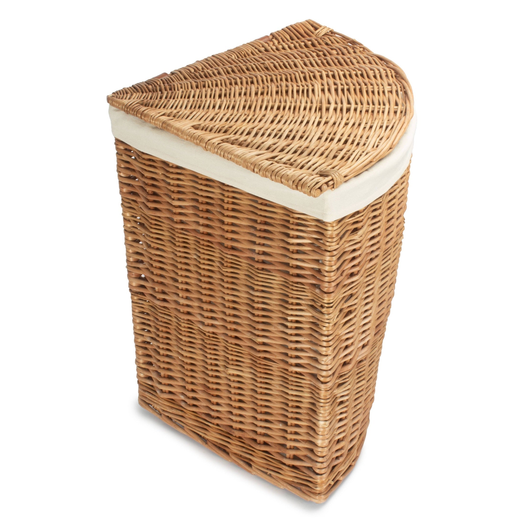 Light Steamed Willow Corner Linen Basket with White Lining - Large - REGN