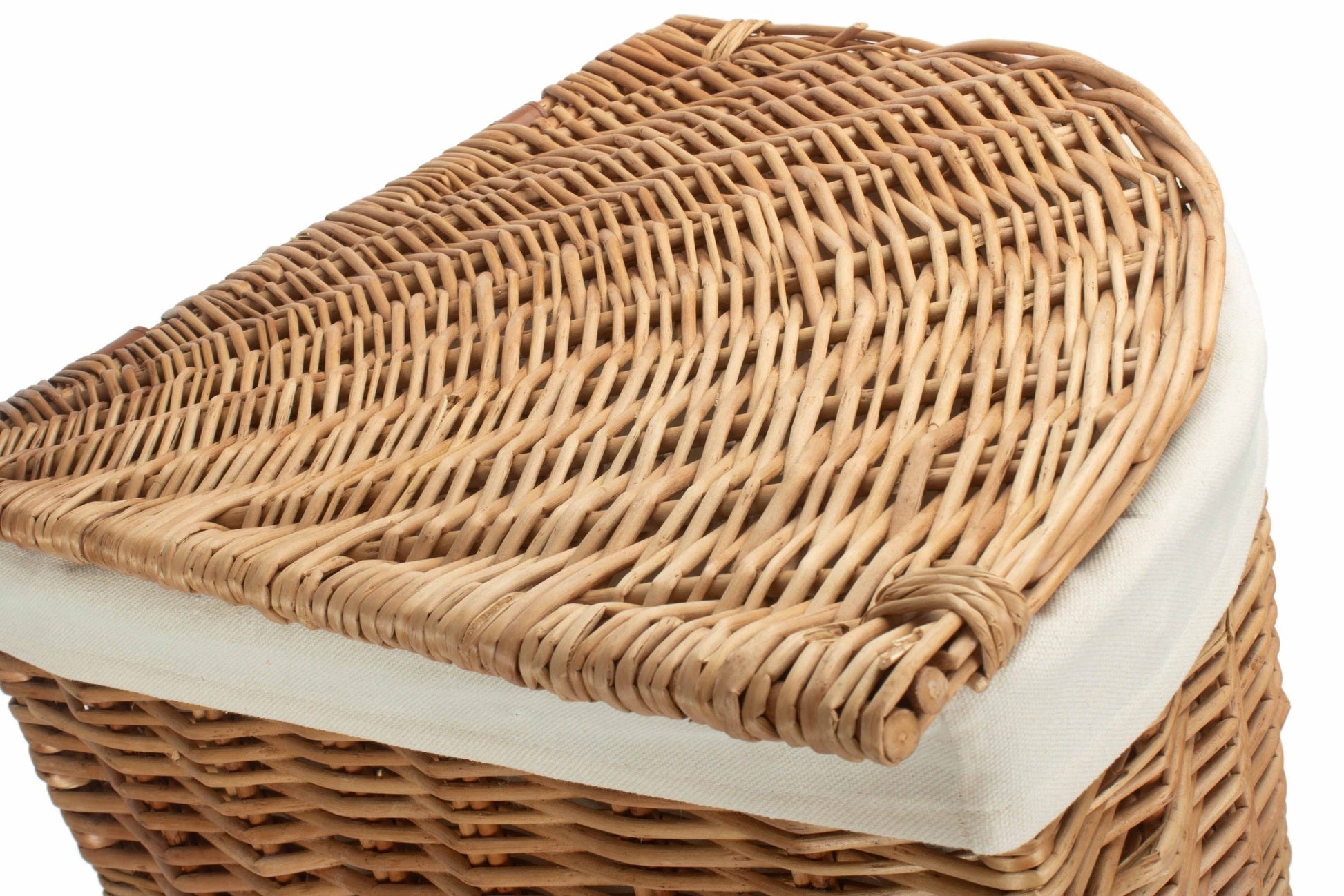 Light Steamed Willow Corner Linen Basket with White Lining - Large - REGN