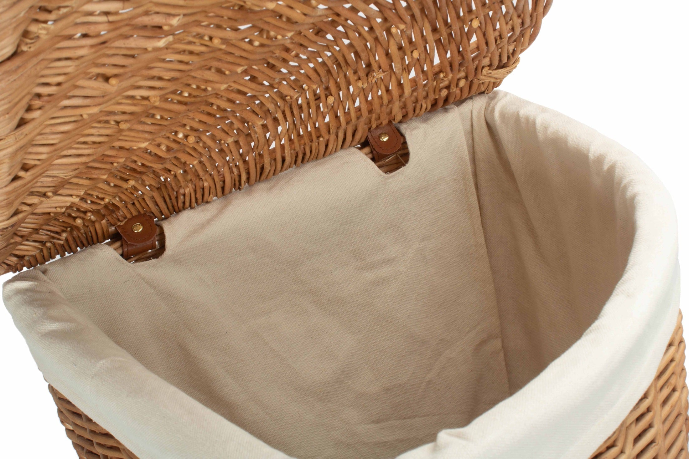Light Steamed Willow Corner Linen Basket with White Lining - Large - REGN
