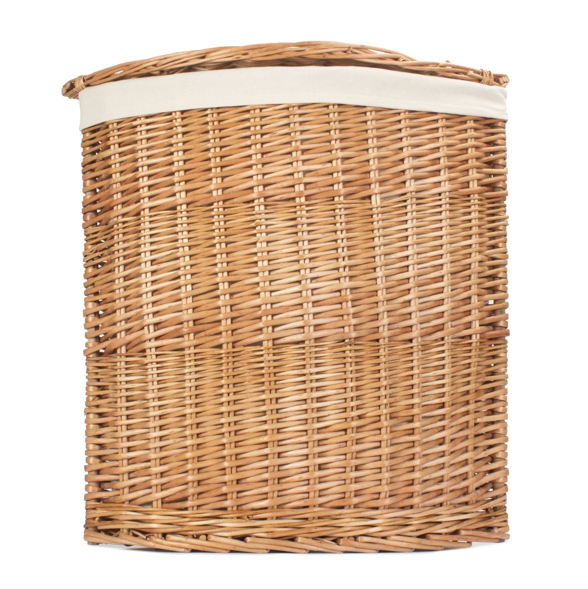 Light Steamed Willow Corner Linen Basket with White Lining - Large - REGN