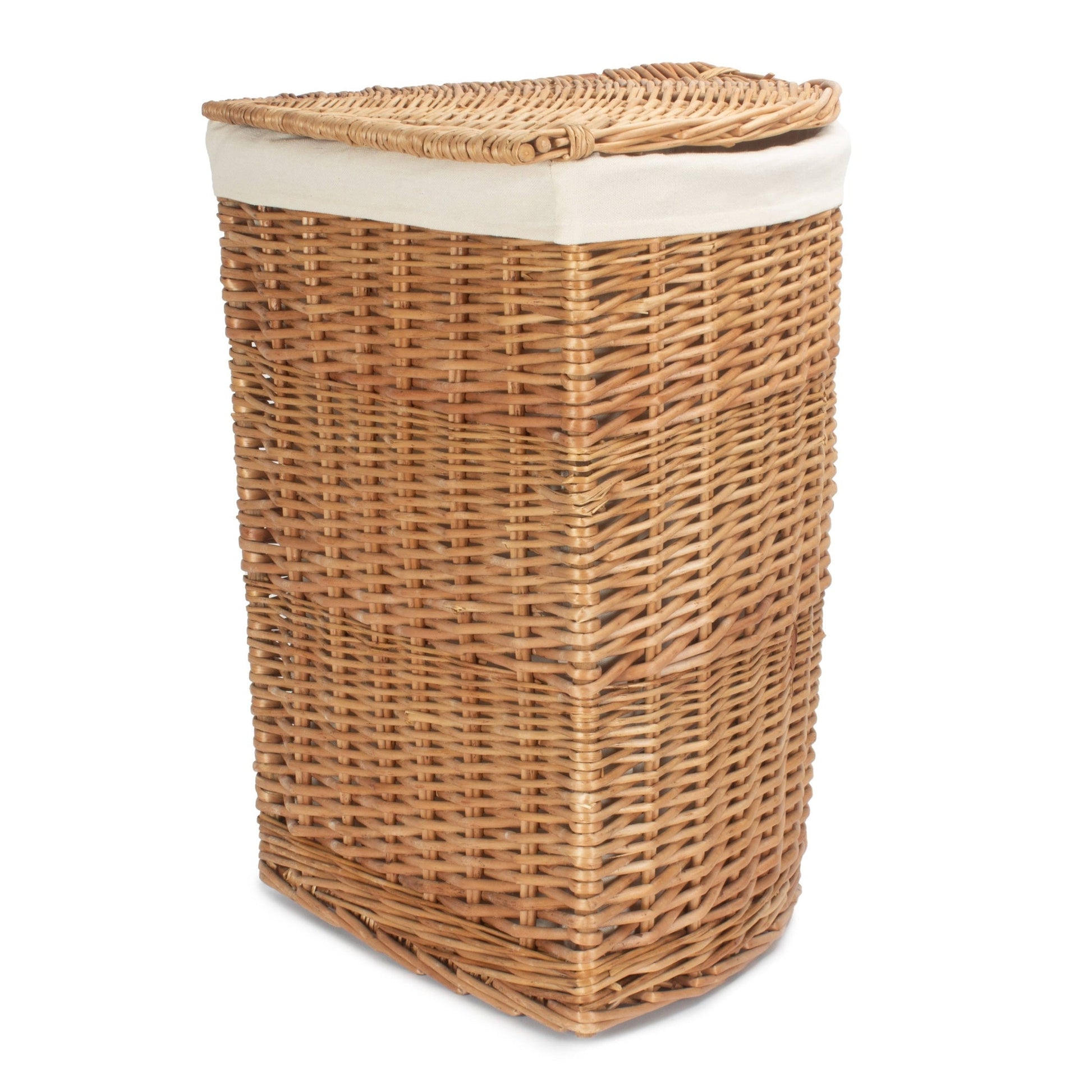 Light Steamed Willow Corner Linen Basket with White Lining - Large - REGN