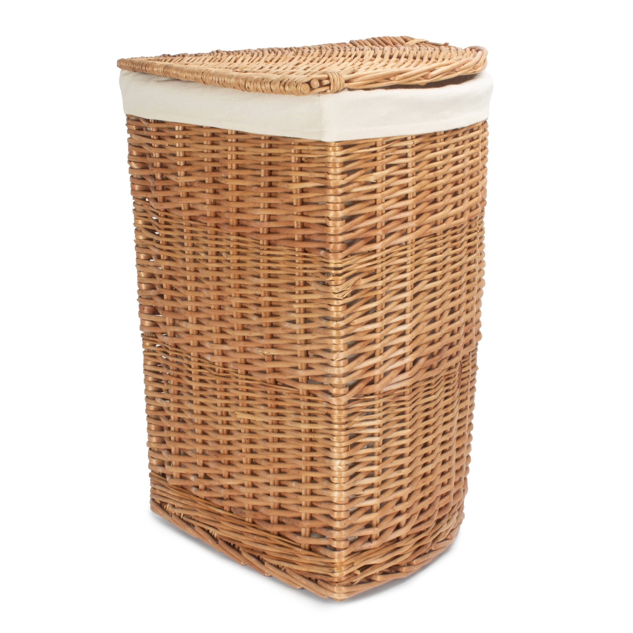 Light Steamed Willow Corner Linen Basket with White Lining - Large - REGN