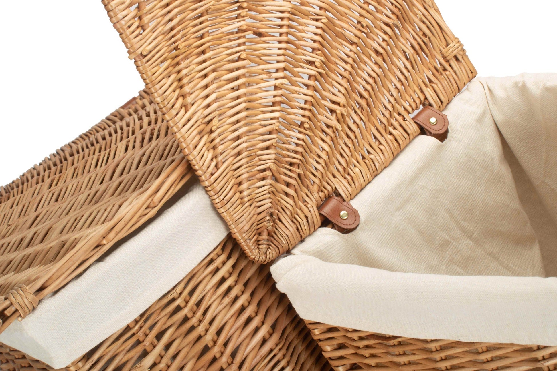 Light Steamed Willow Corner Linen Basket with White Lining Set 2 - REGN