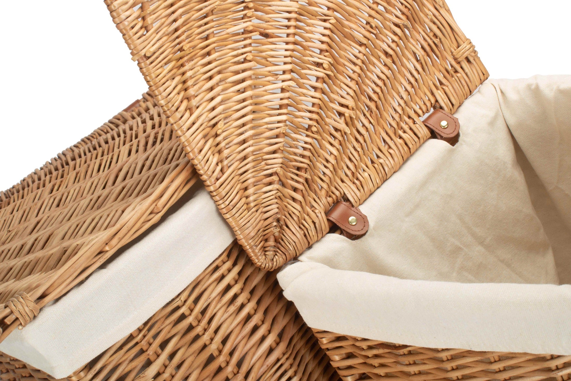 Light Steamed Willow Corner Linen Basket with White Lining Set 2 - REGN