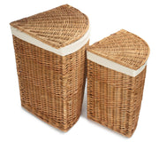 Light Steamed Willow Corner Linen Basket with White Lining Set 2 - REGN