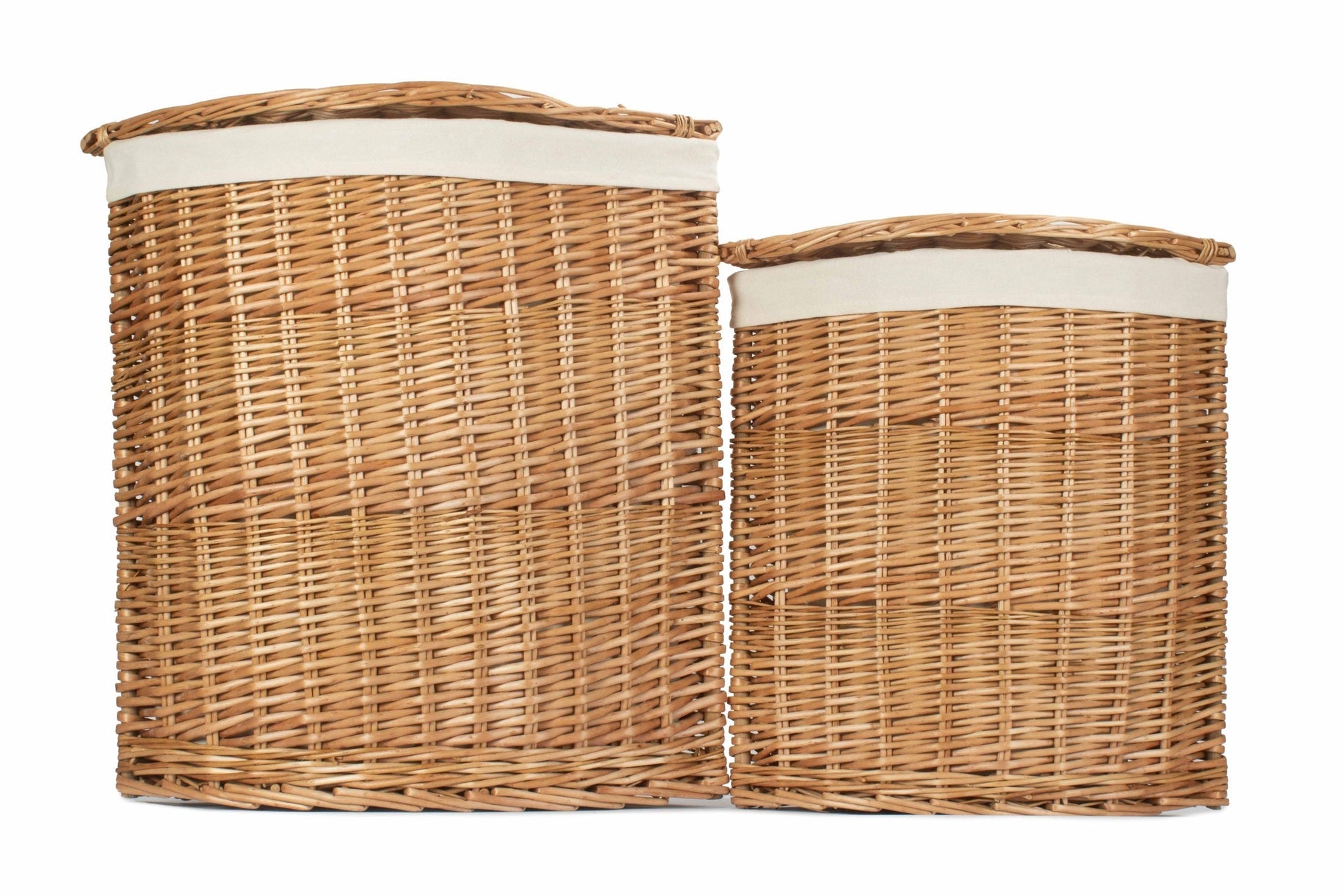 Light Steamed Willow Corner Linen Basket with White Lining Set 2 - REGN