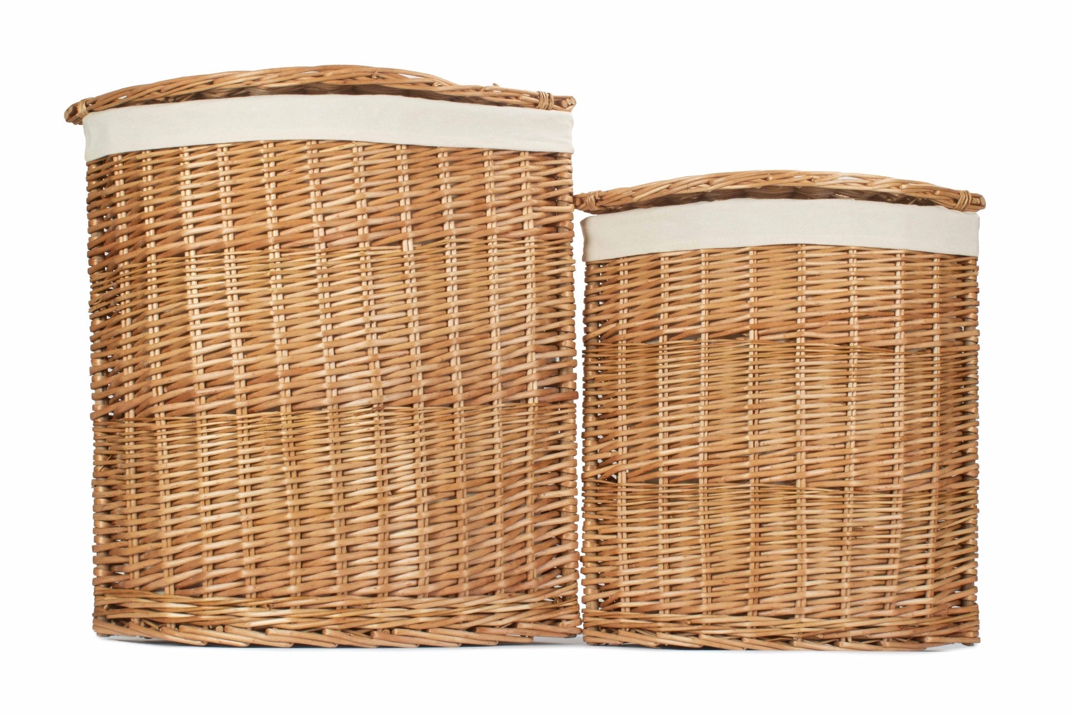 Light Steamed Willow Corner Linen Basket with White Lining Set 2 - REGN