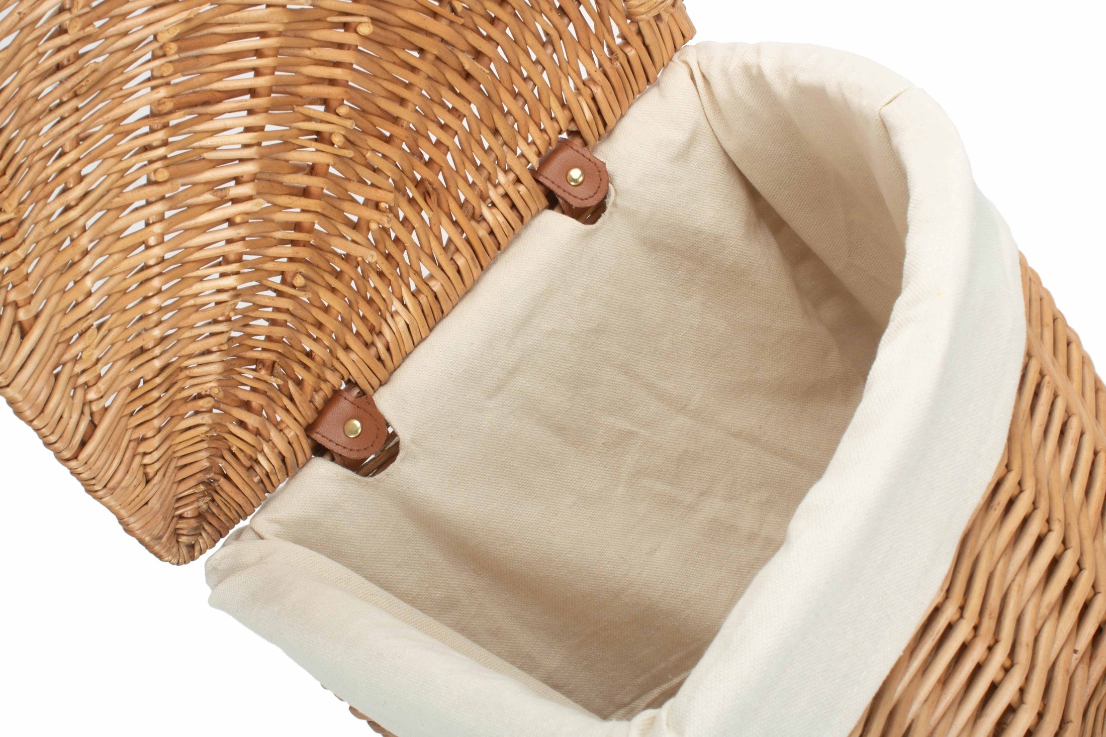 Light Steamed Willow Corner Linen Basket with White Lining - Small - REGN
