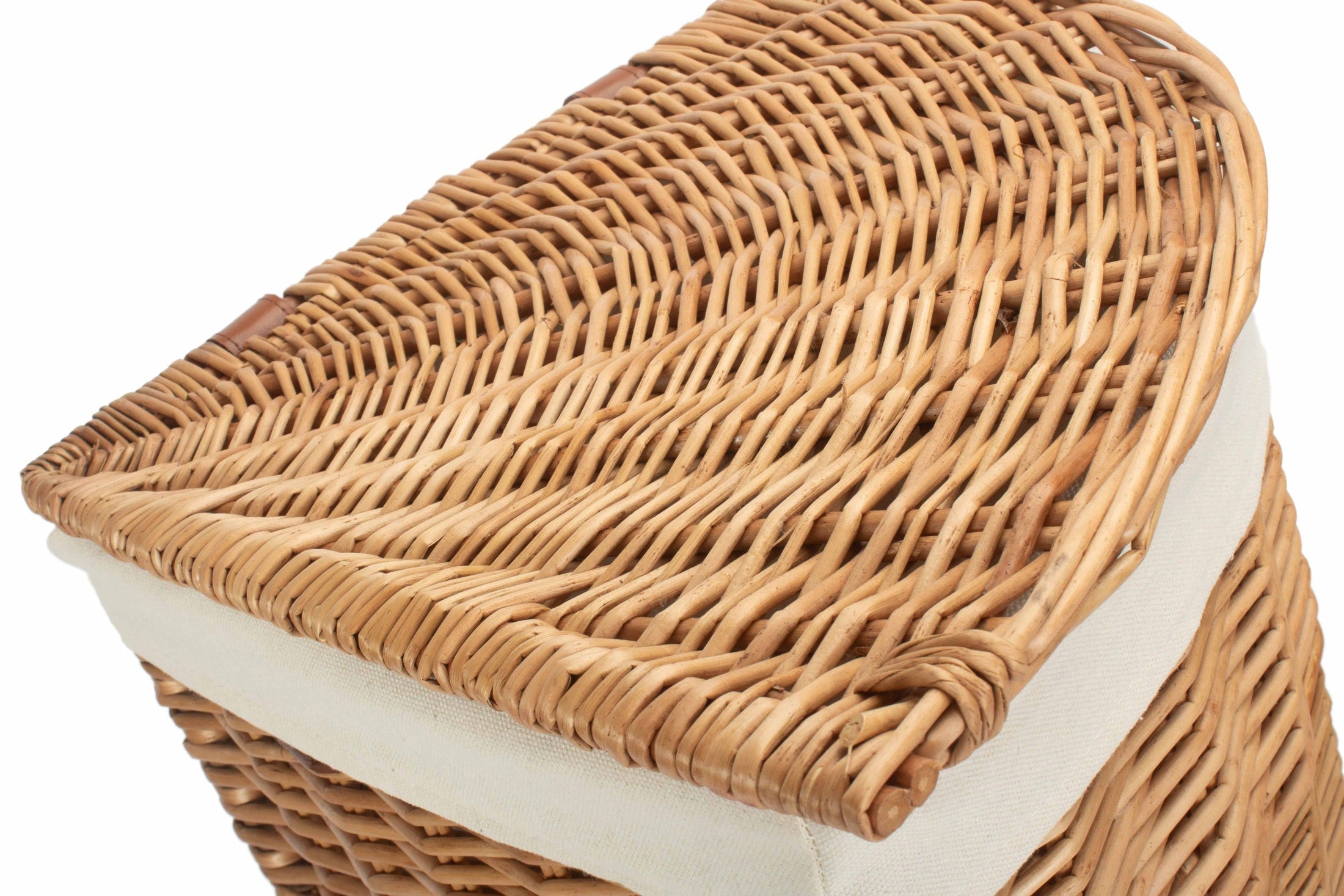 Light Steamed Willow Corner Linen Basket with White Lining - Small - REGN