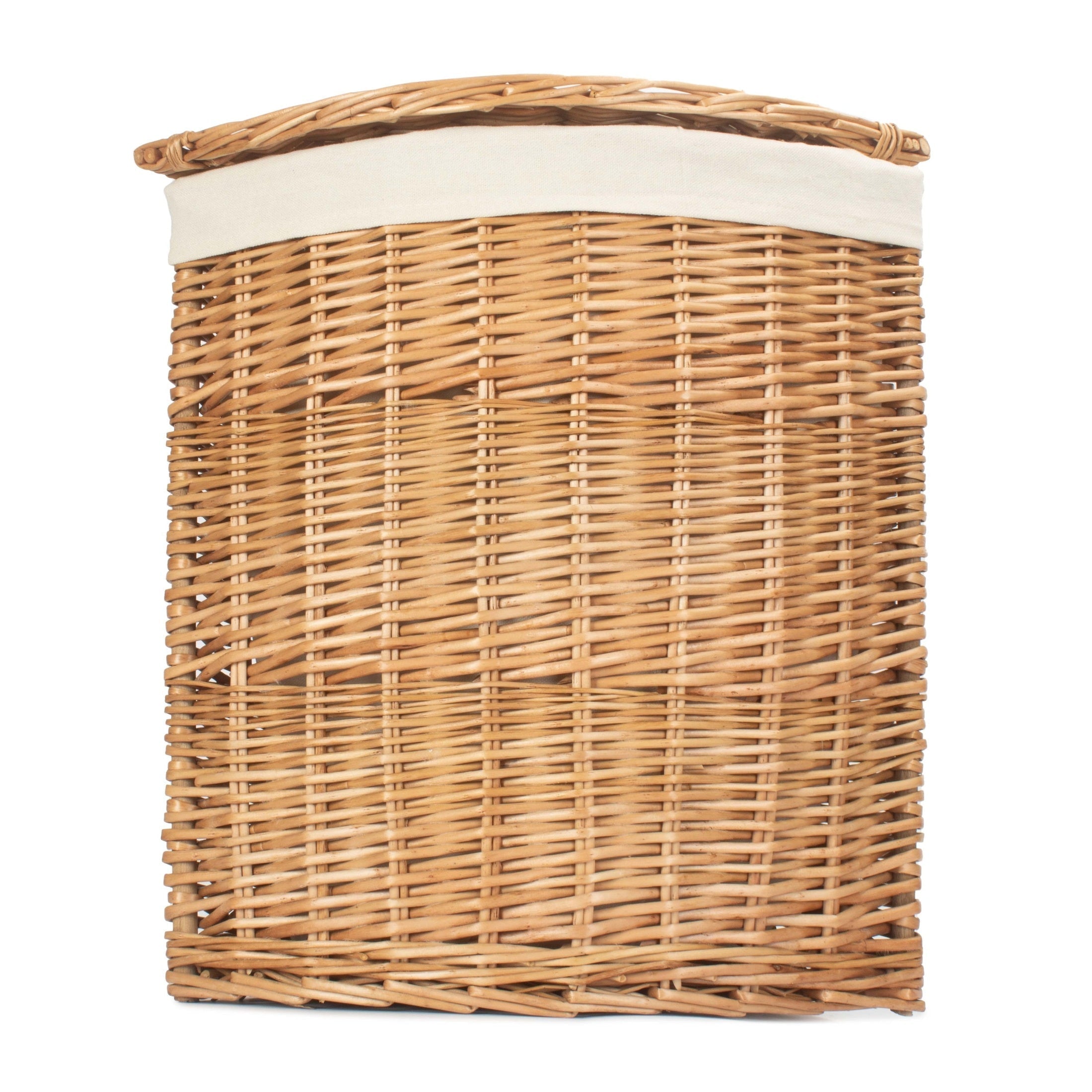 Light Steamed Willow Corner Linen Basket with White Lining - Small - REGN