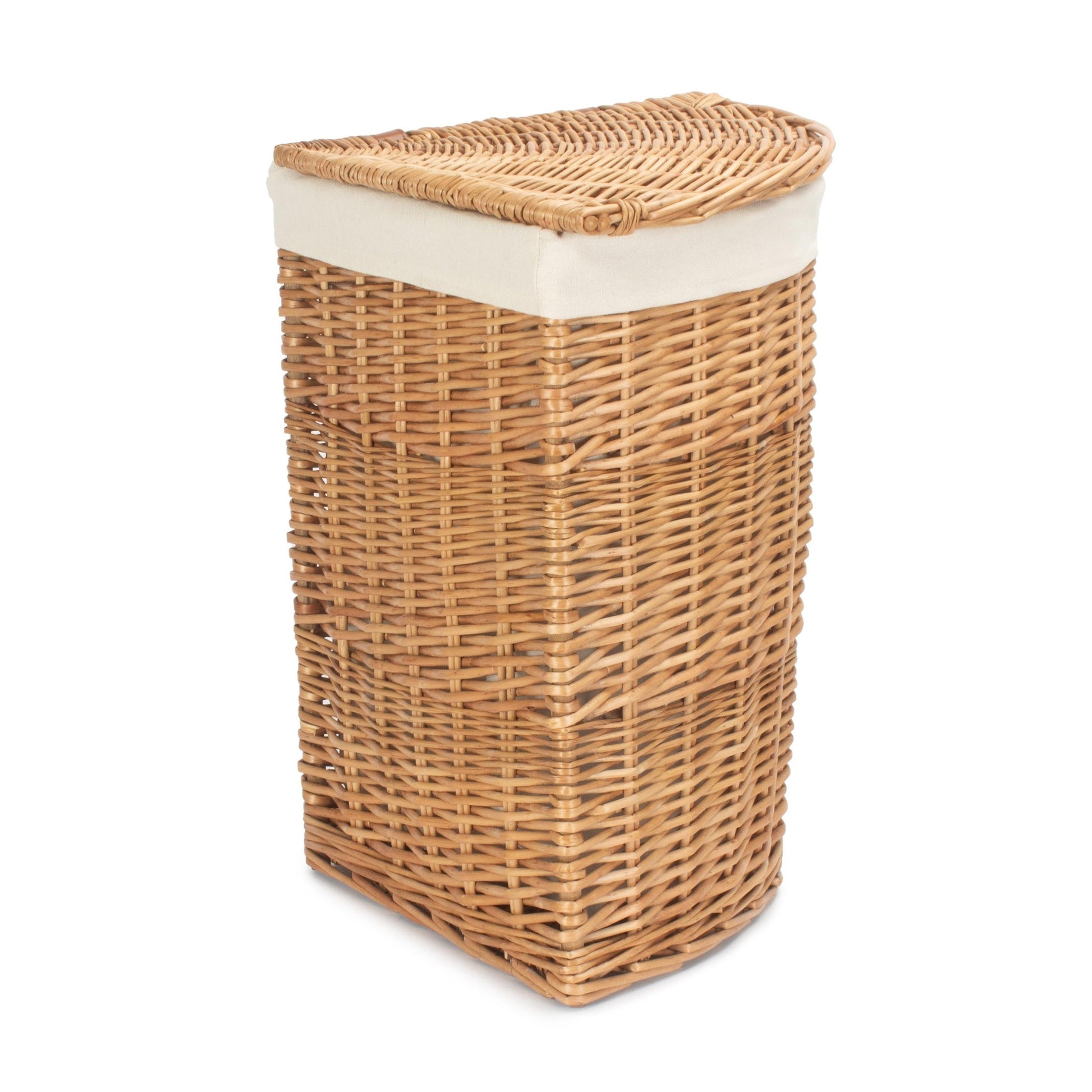 Light Steamed Willow Corner Linen Basket with White Lining - Small - REGN