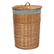 Light Steamed WIllow Round Linen Basket with Grey Sage Lining - Small - REGN