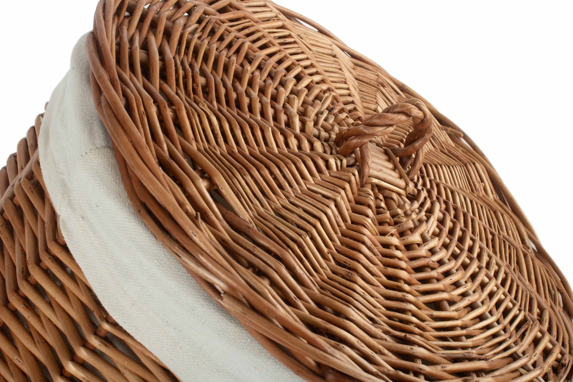 Light Steamed Willow Round Linen Basket with White Lining - Small - REGN