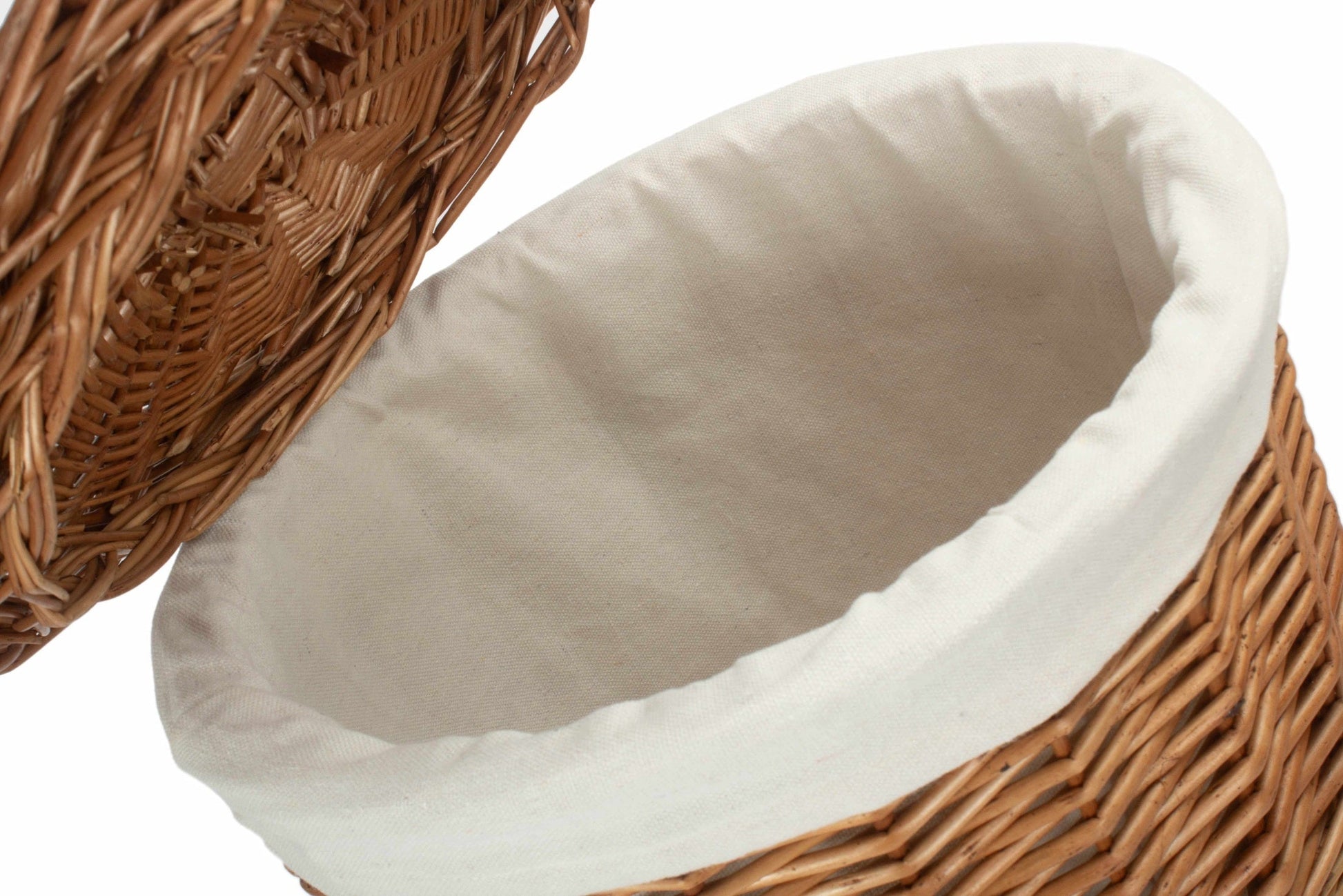 Light Steamed Willow Round Linen Basket with White Lining - Small - REGN