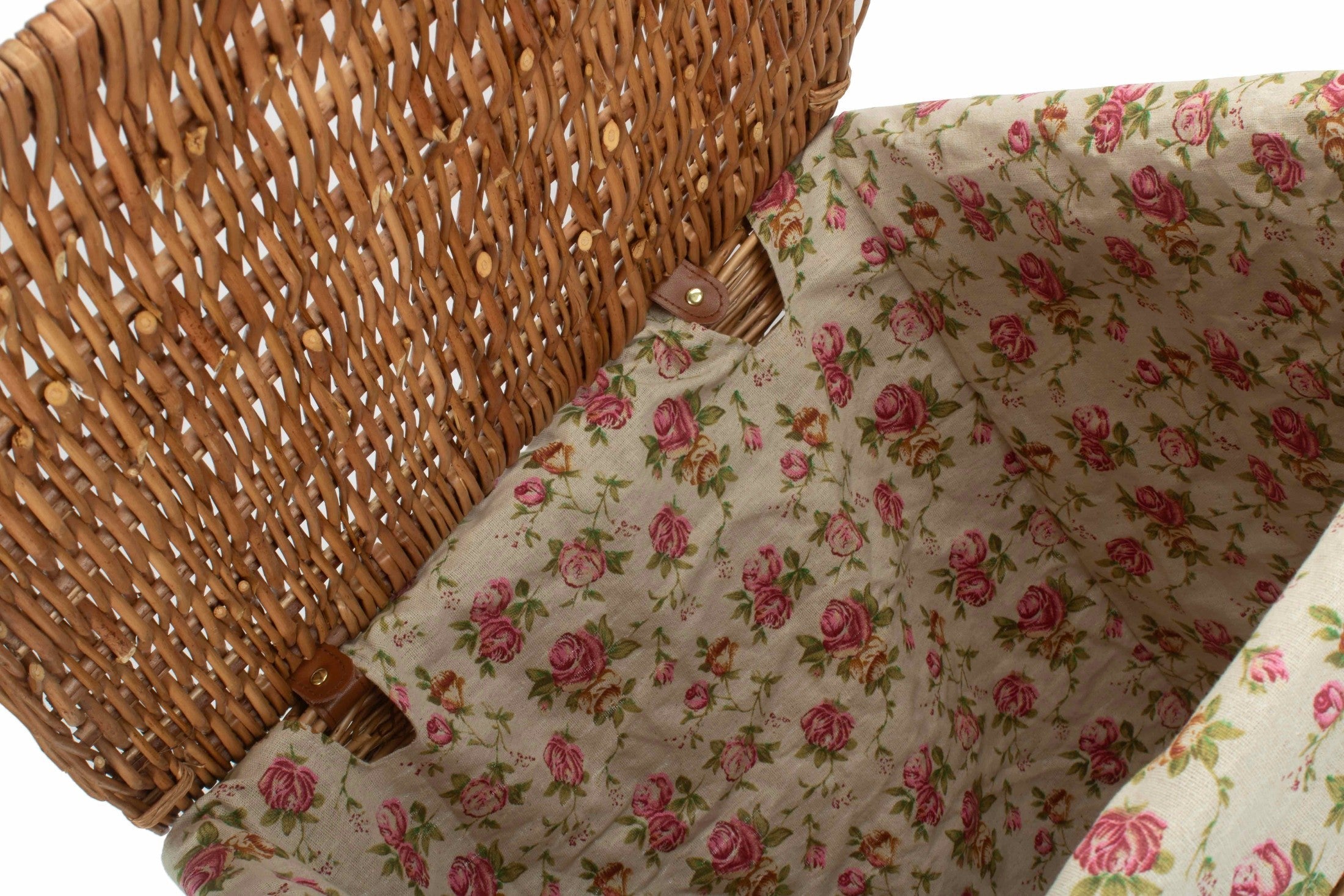 Light Steamed Willow Square Laundry Basket with Garden Rose Lining - Large - REGN