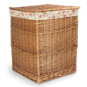 Light Steamed Willow Square Laundry Basket with Garden Rose Lining - Large - REGN