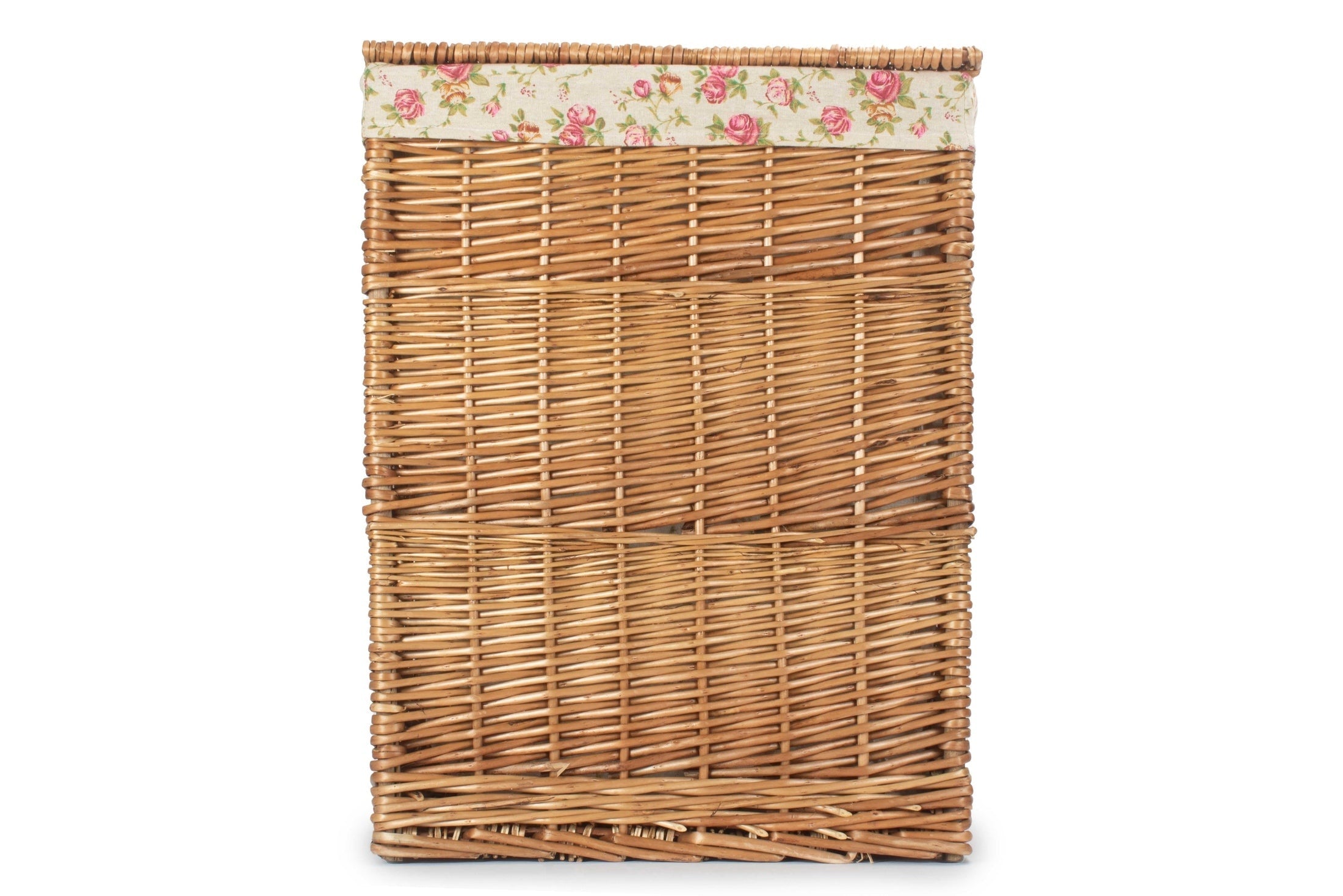 Light Steamed Willow Square Laundry Basket with Garden Rose Lining - Large - REGN