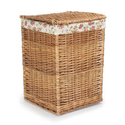 Light Steamed Willow Square Laundry Basket with Garden Rose Lining - Small - REGN