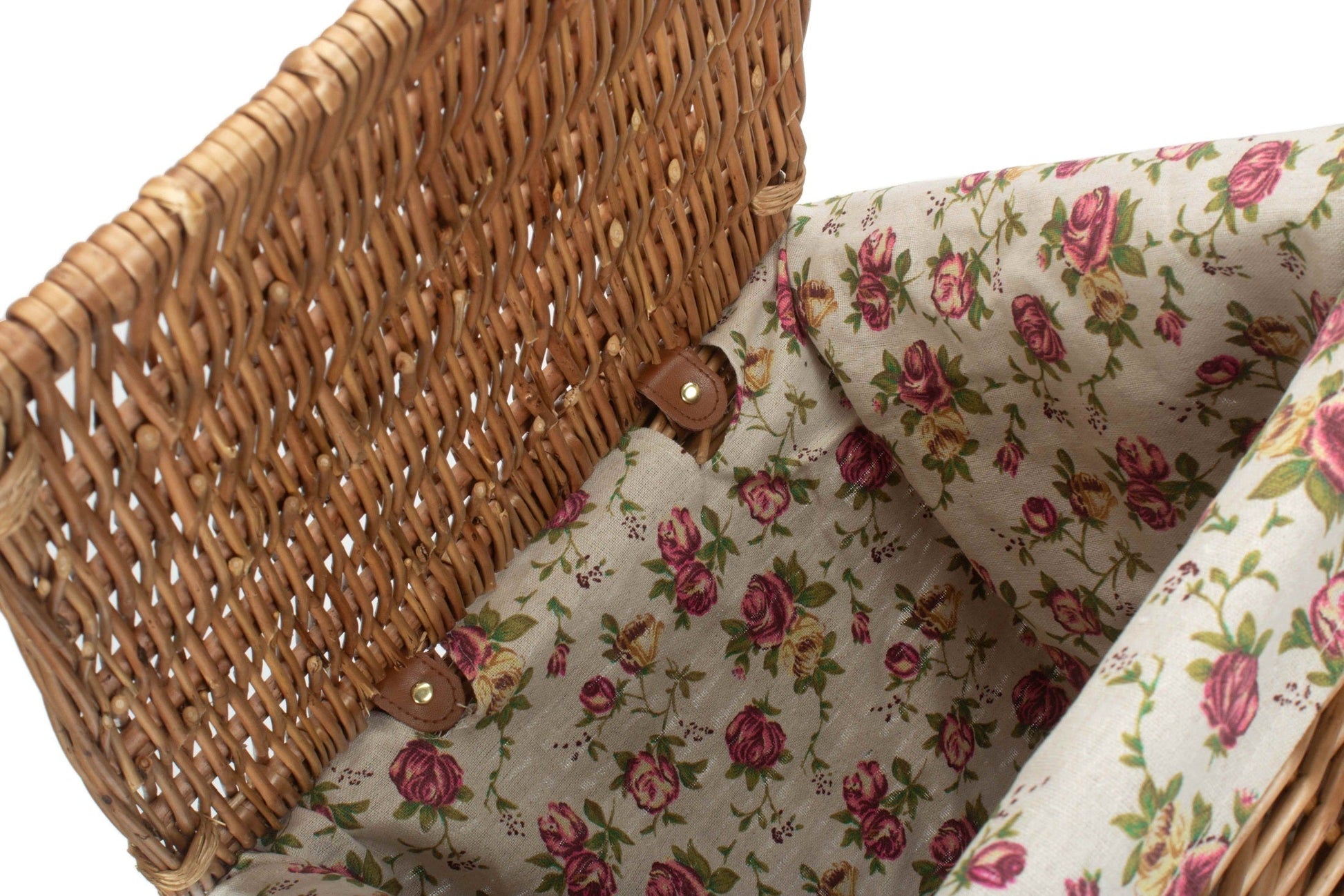 Light Steamed Willow Square Laundry Basket with Garden Rose Lining - Small - REGN