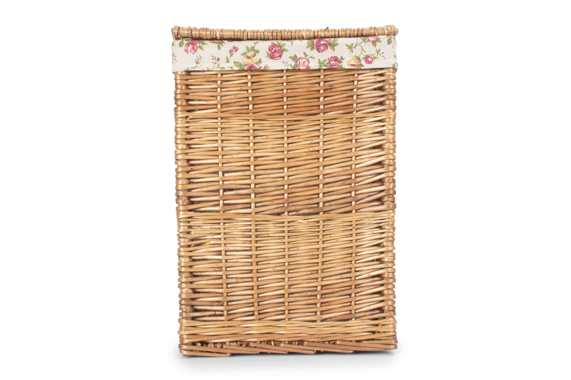 Light Steamed Willow Square Laundry Basket with Garden Rose Lining - Small - REGN