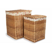 Light Steamed Willow Square Laundry Basket with Garden Rose Set 2 - REGN