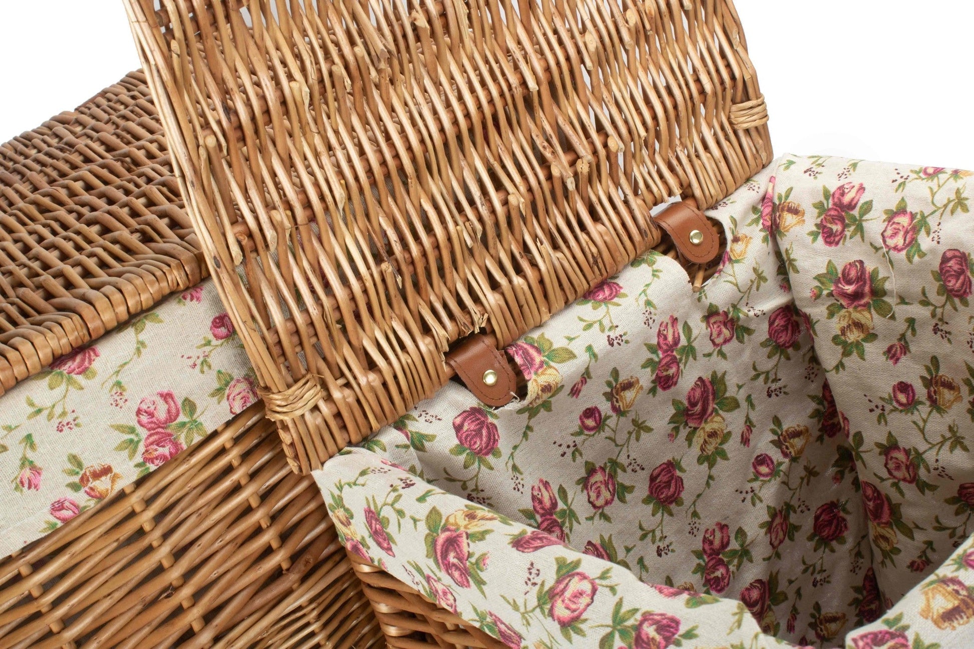 Light Steamed Willow Square Laundry Basket with Garden Rose Set 2 - REGN