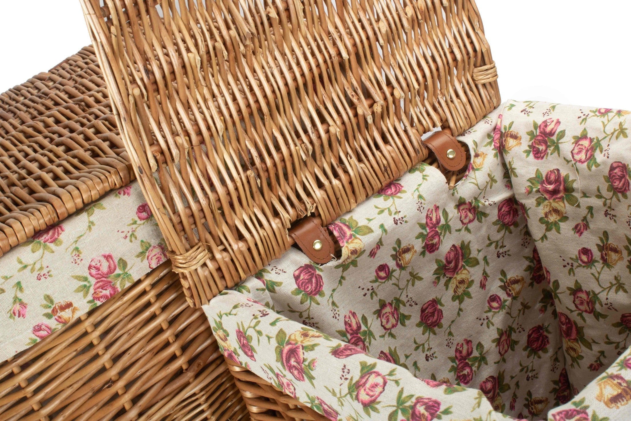 Light Steamed Willow Square Laundry Basket with Garden Rose Set 2 - REGN