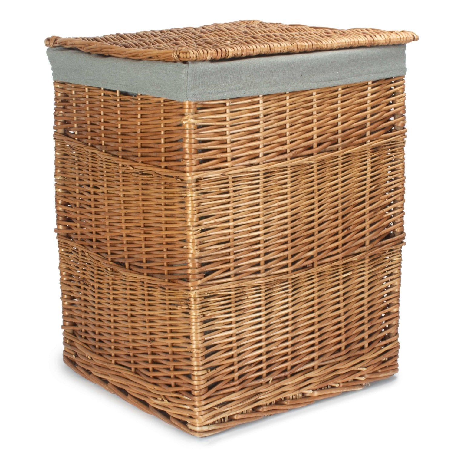 Light Steamed Willow Square Laundry Basket with Grey Sage Lining - Large - REGN