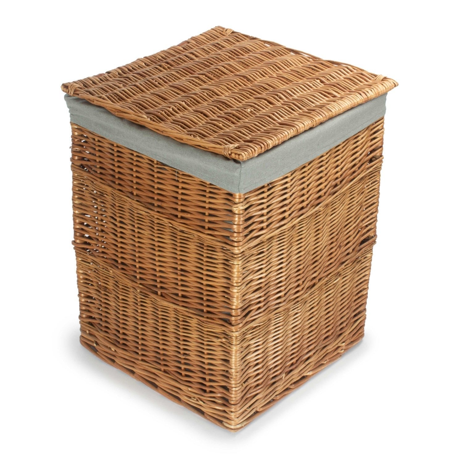 Light Steamed Willow Square Laundry Basket with Grey Sage Lining - Large - REGN