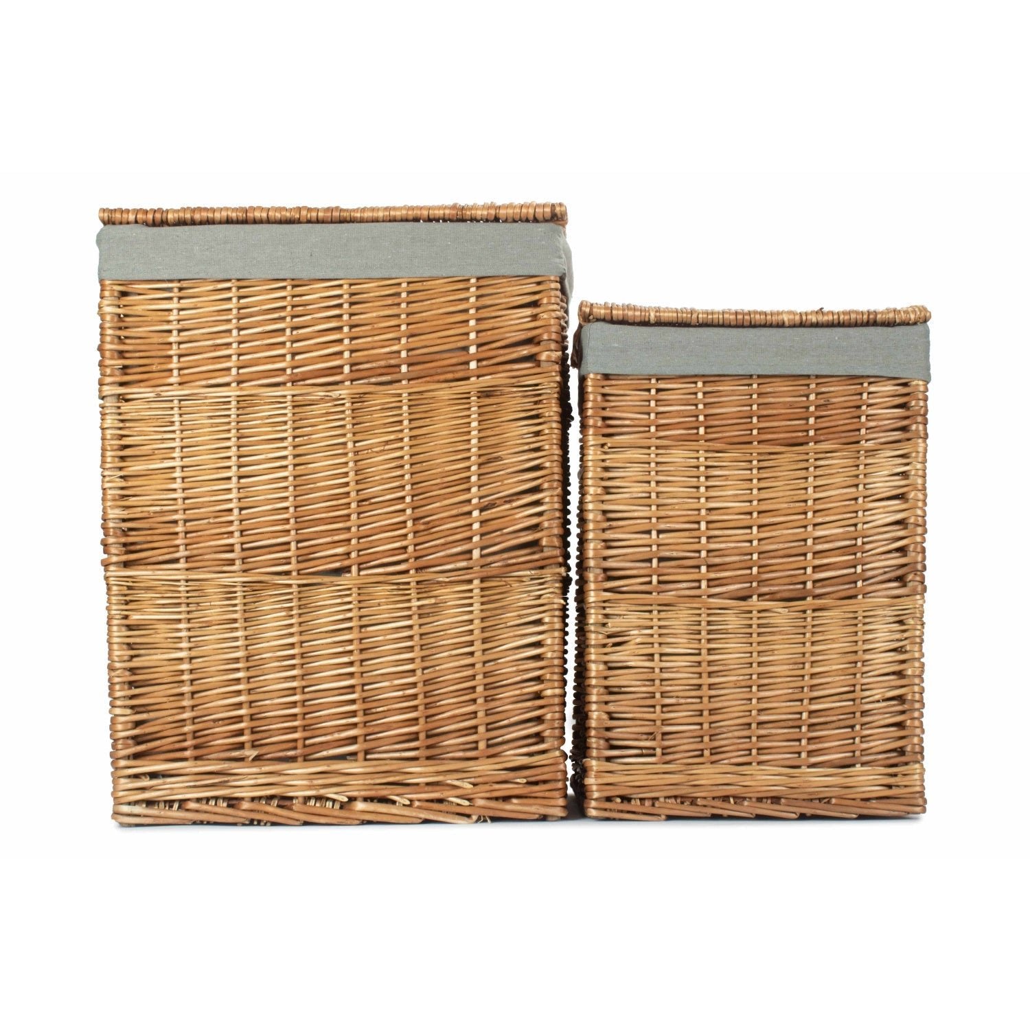 Light Steamed Willow Square Laundry Basket with Grey Sage Lining Set 2 - REGN