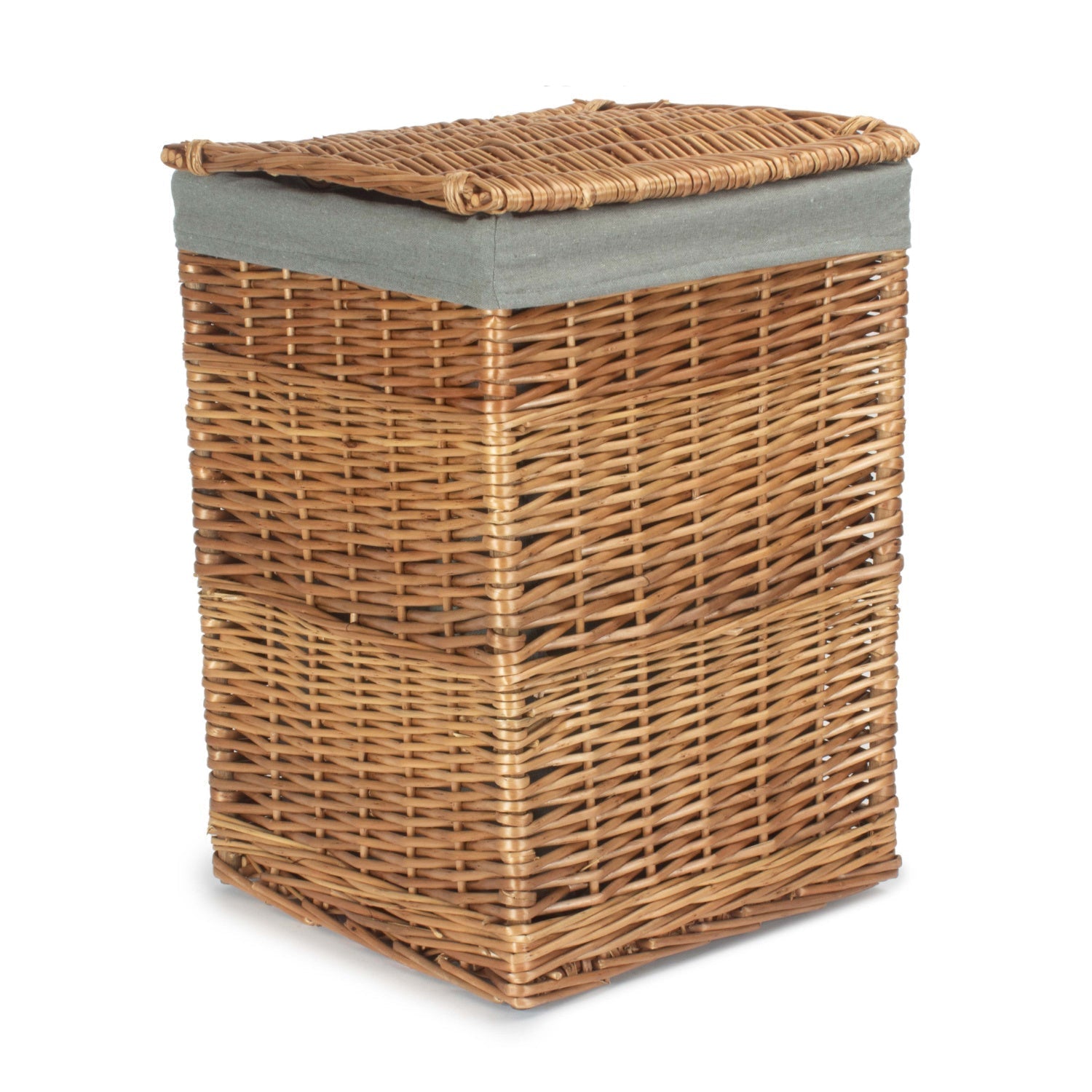 Light Steamed Willow Square Laundry Basket with Grey Sage Lining - Small - REGN
