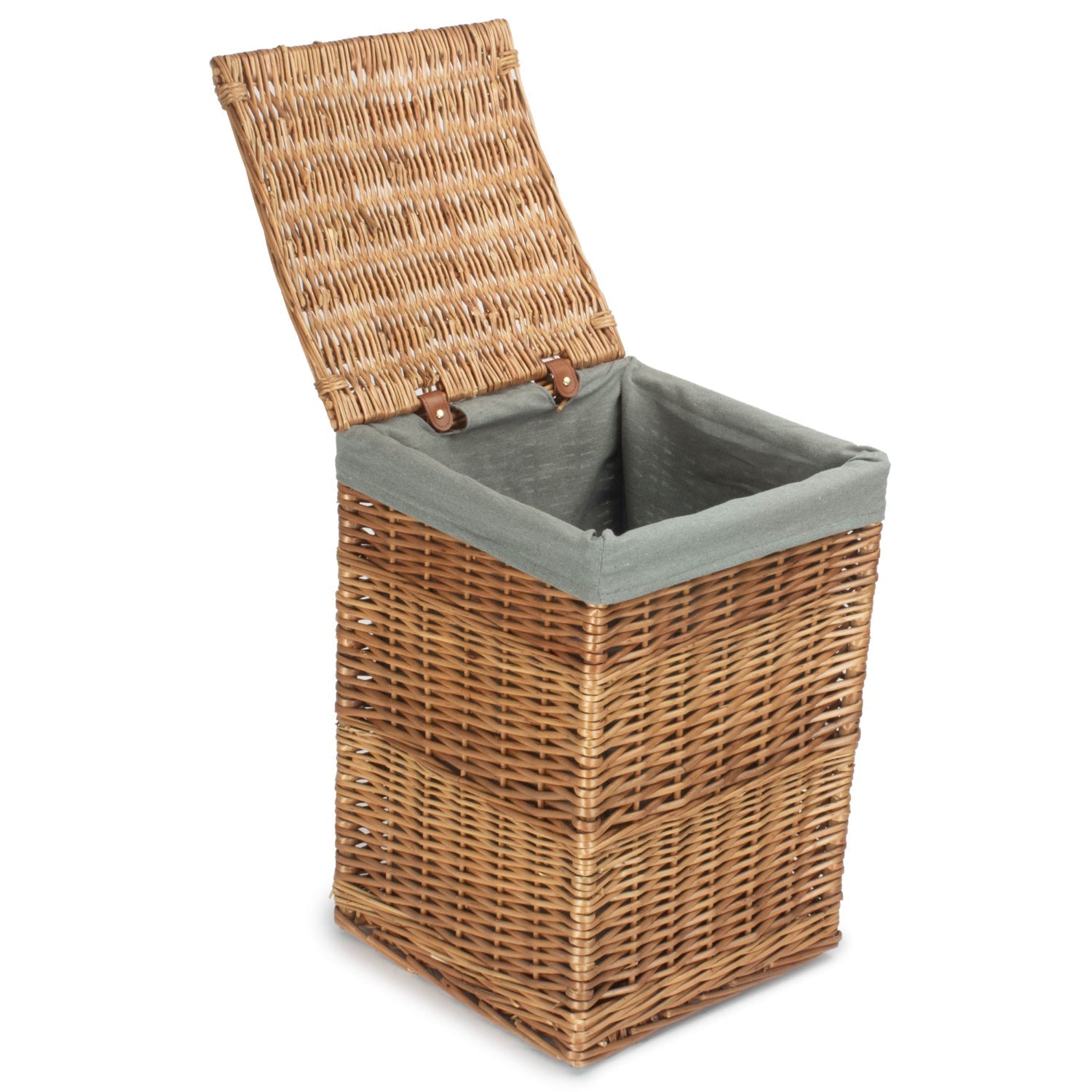Light Steamed Willow Square Laundry Basket with Grey Sage Lining - Small - REGN