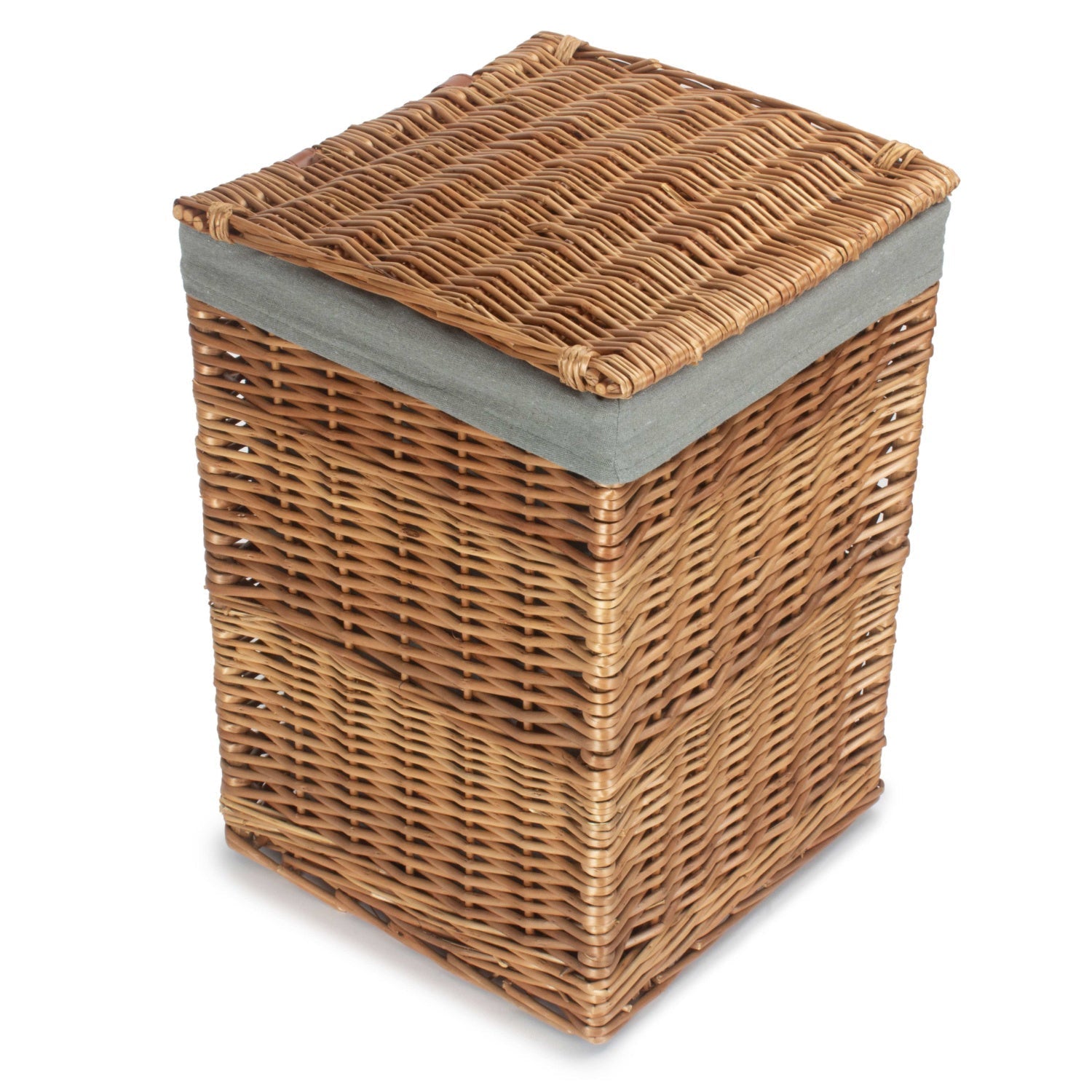 Light Steamed Willow Square Laundry Basket with Grey Sage Lining - Small - REGN