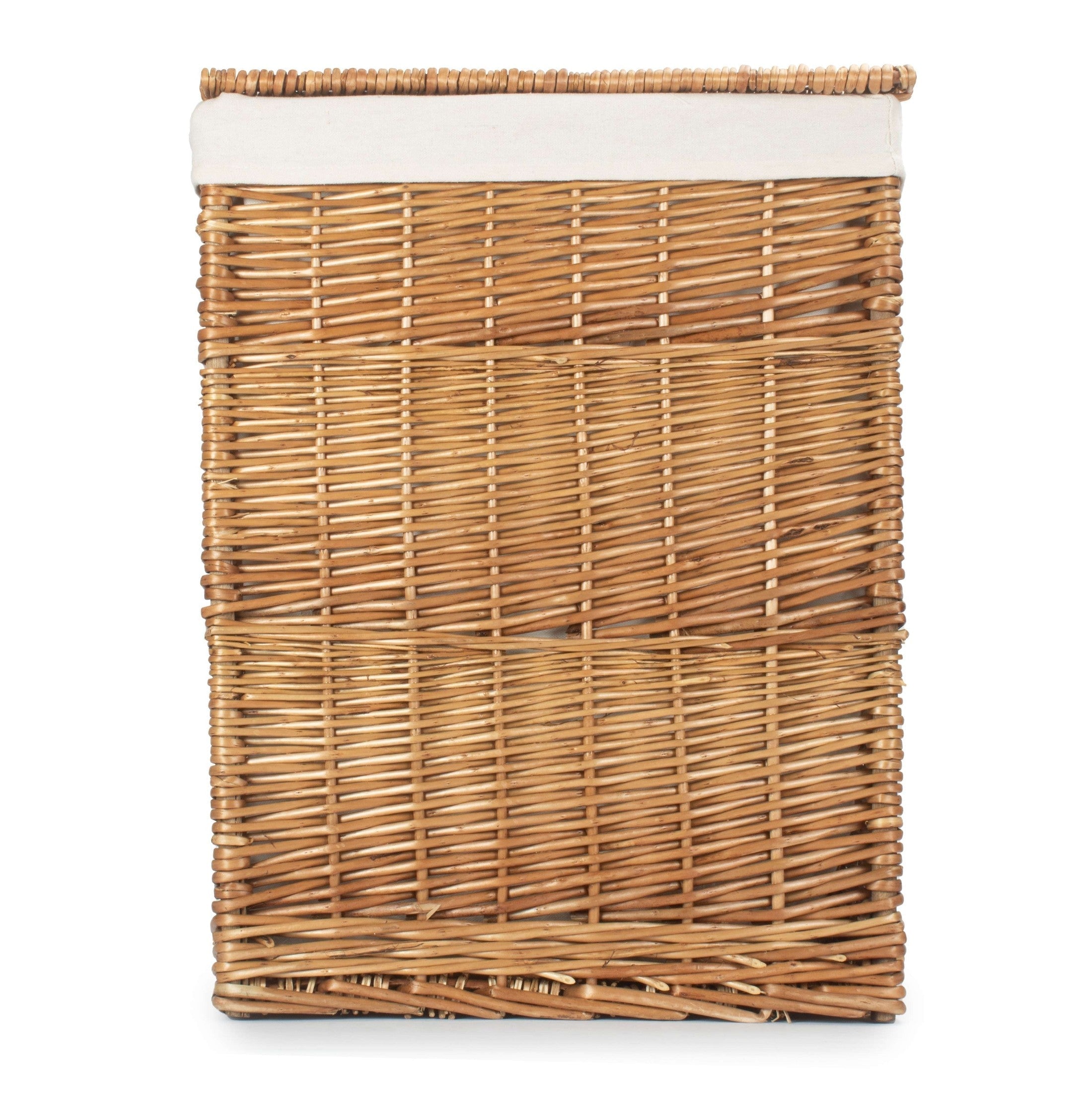 Light Steamed Willow Square Laundry Basket with White Lining - Large - REGN
