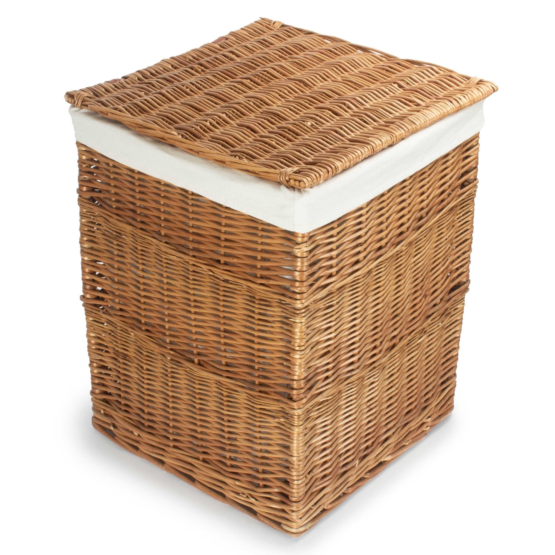 Light Steamed Willow Square Laundry Basket with White Lining - Large - REGN