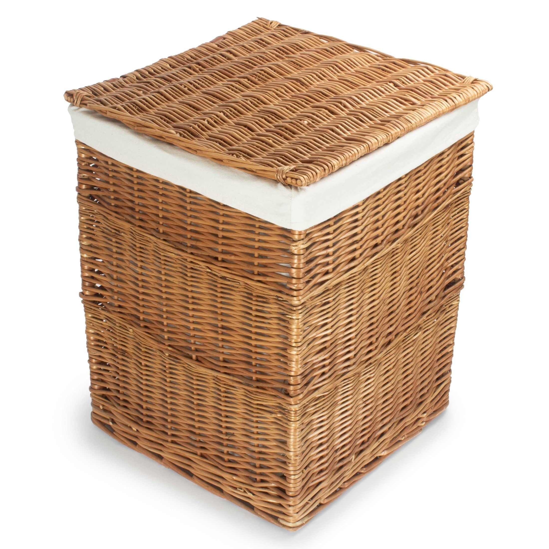 Light Steamed Willow Square Laundry Basket with White Lining - Large - REGN
