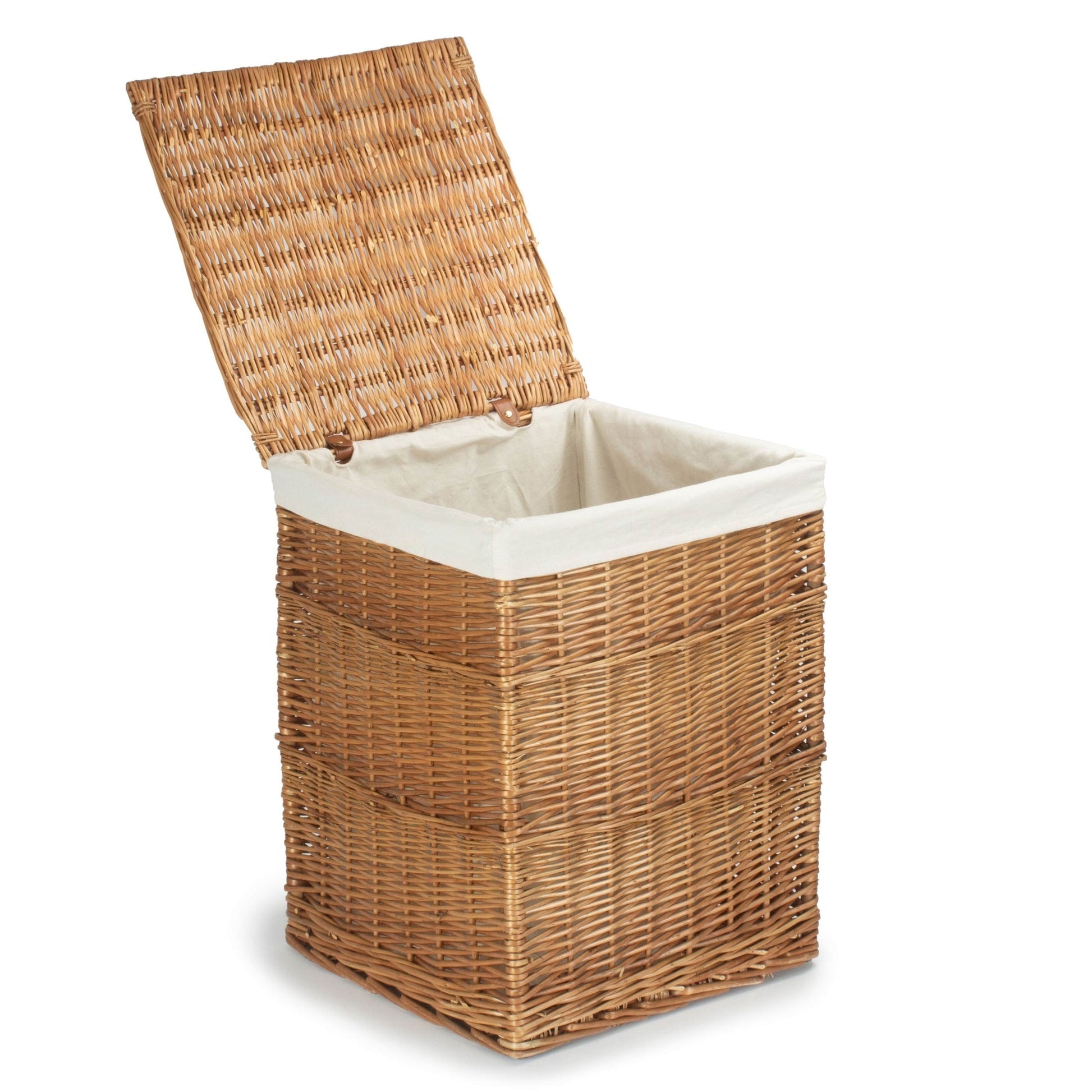 Light Steamed Willow Square Laundry Basket with White Lining - Large - REGN