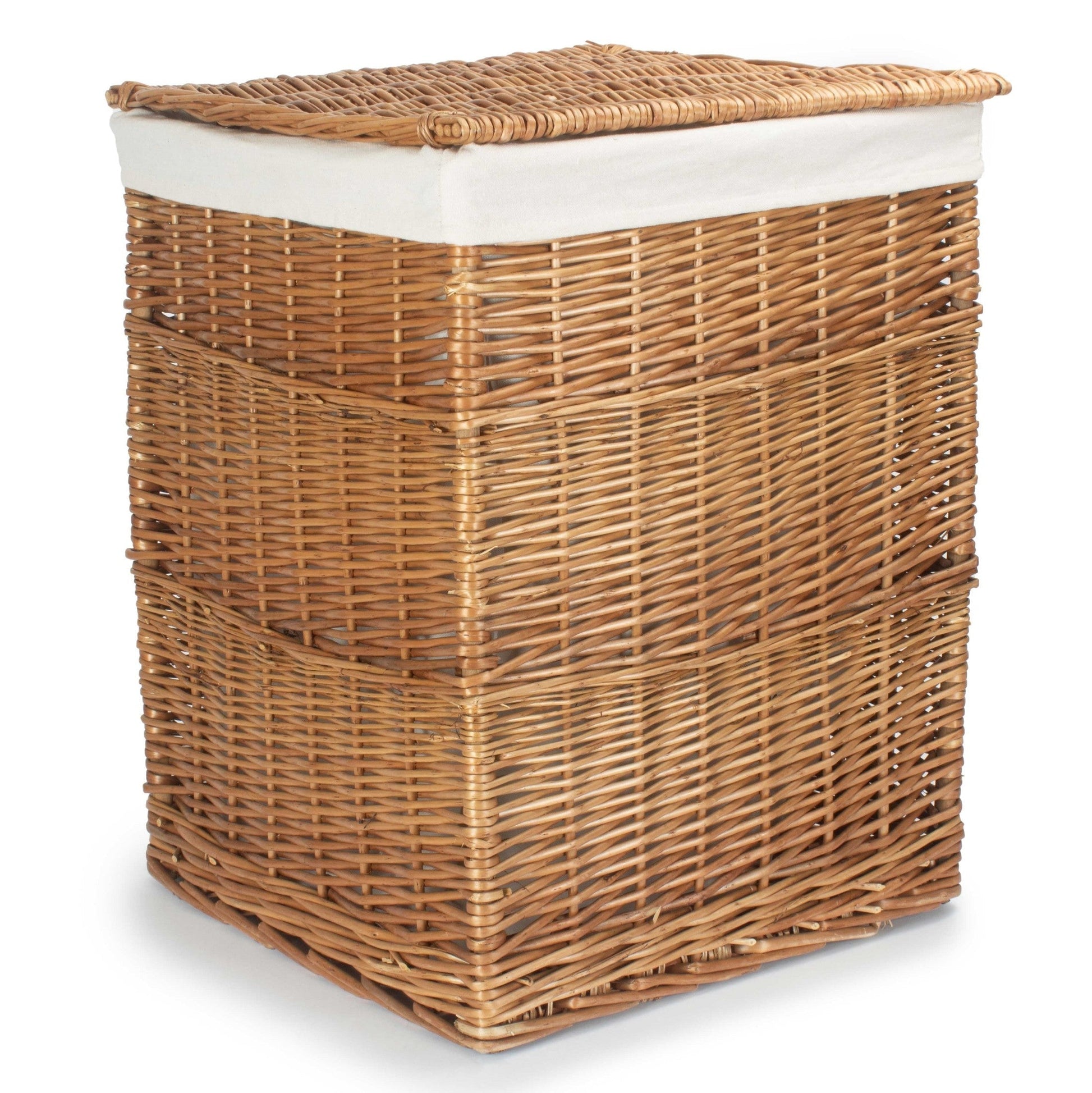 Light Steamed Willow Square Laundry Basket with White Lining - Large - REGN