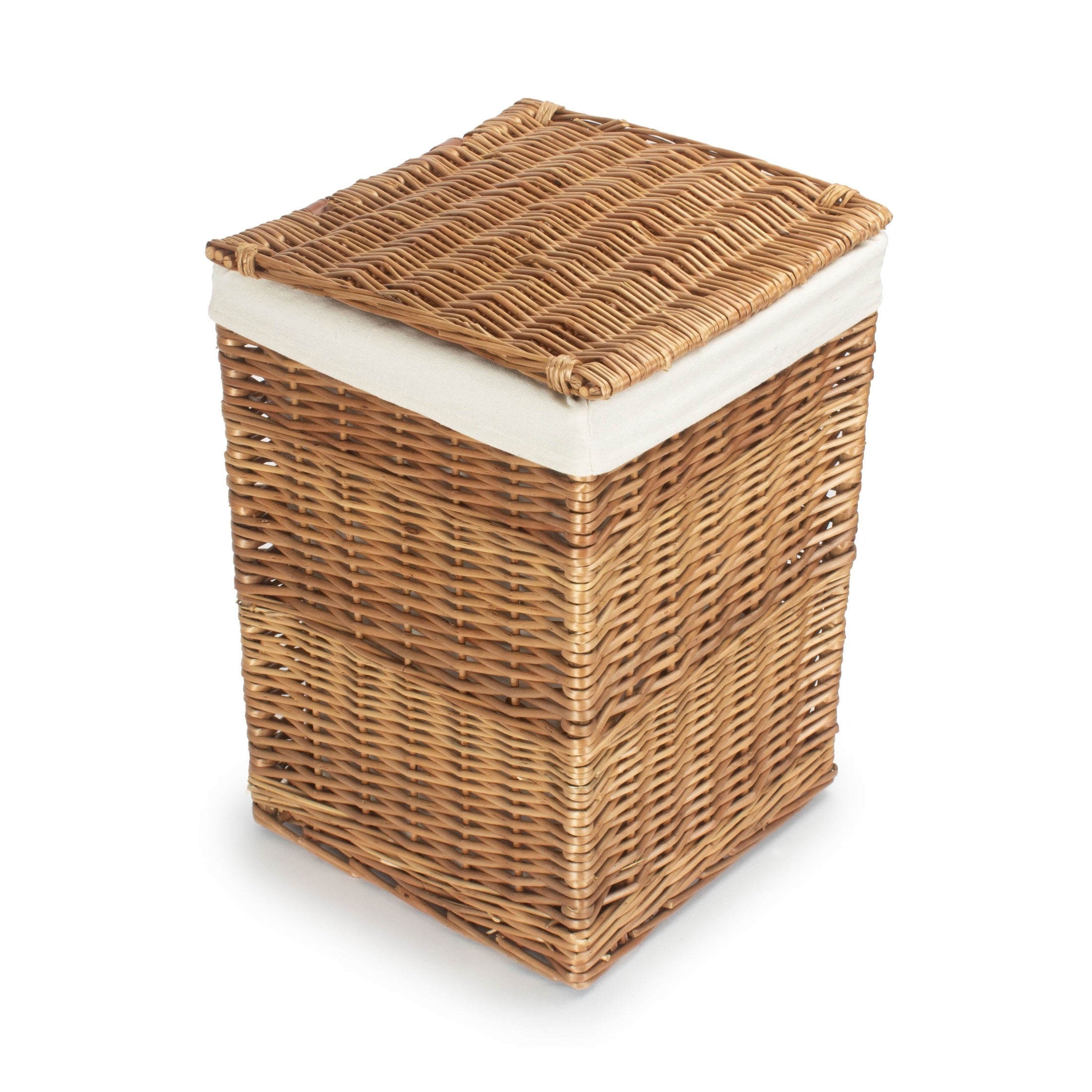 Light Steamed Willow Square Laundry Basket with White Lining - Small - REGN