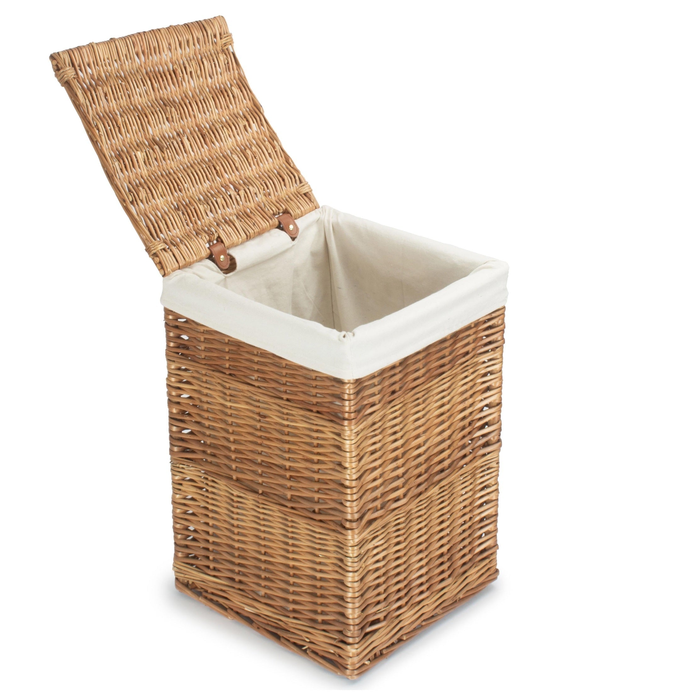 Light Steamed Willow Square Laundry Basket with White Lining - Small - REGN