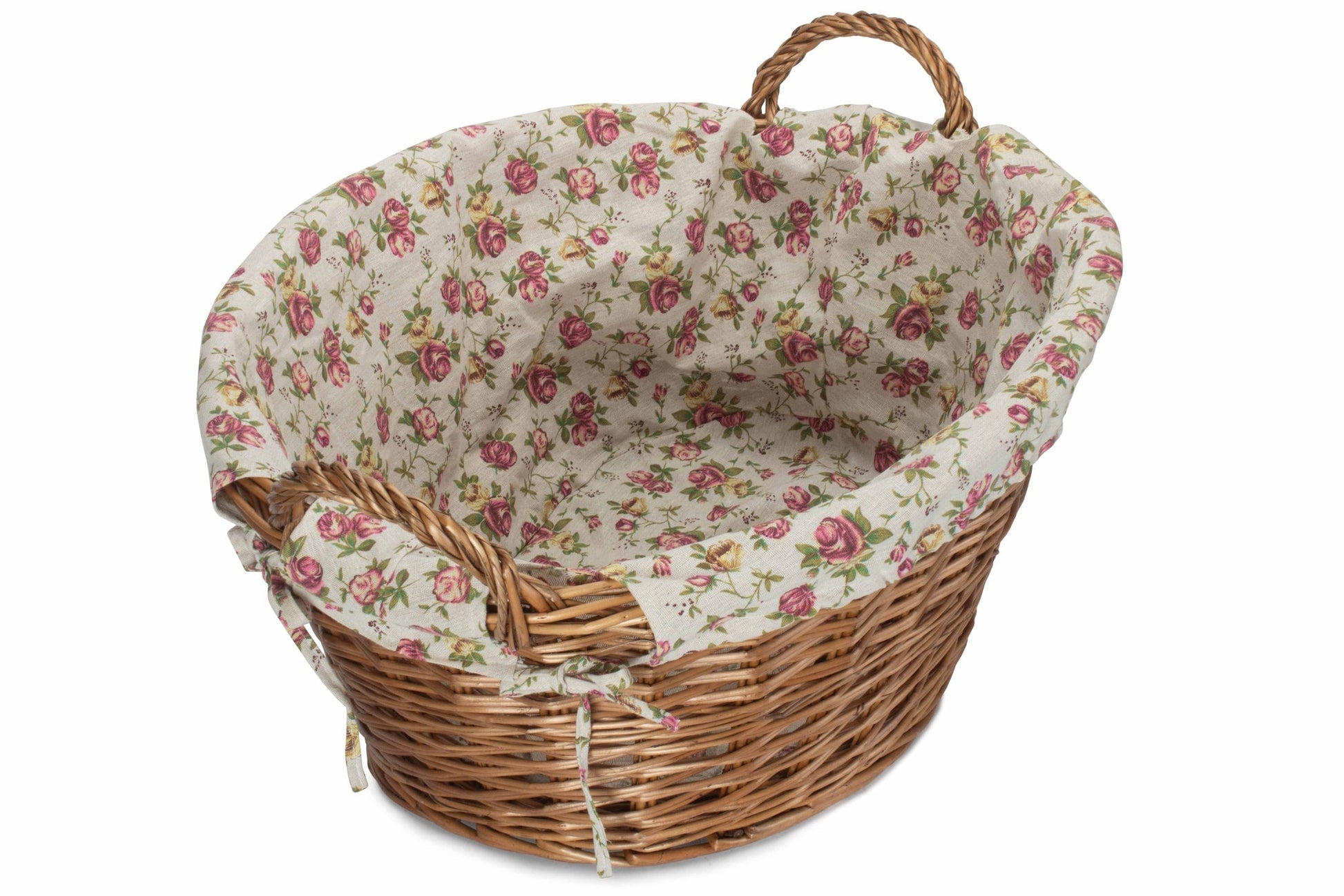 Light Steamed Willow Washing Basket with Garden Rose Lining - REGN