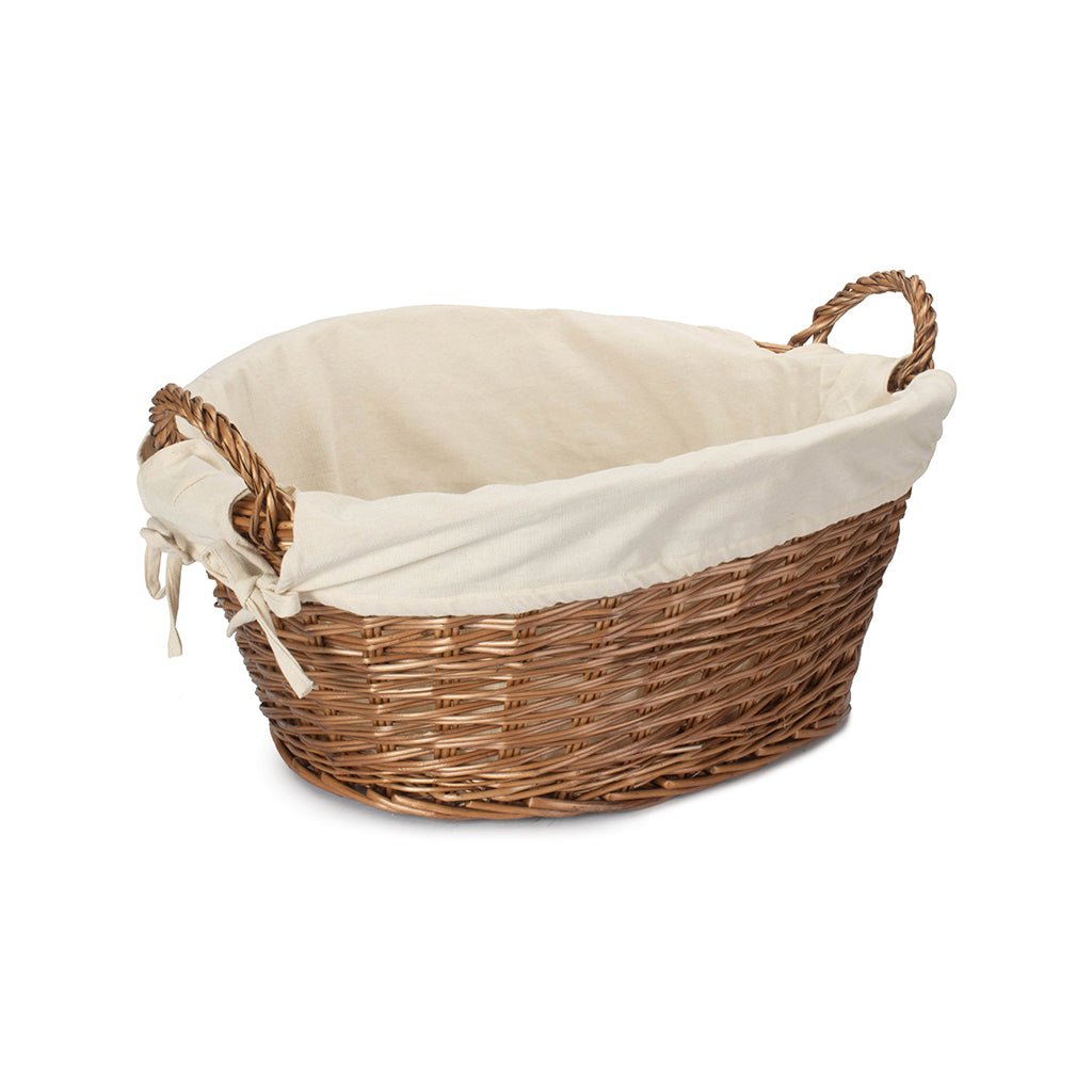 Light Steamed Willow Washing Basket with White Lining - REGN