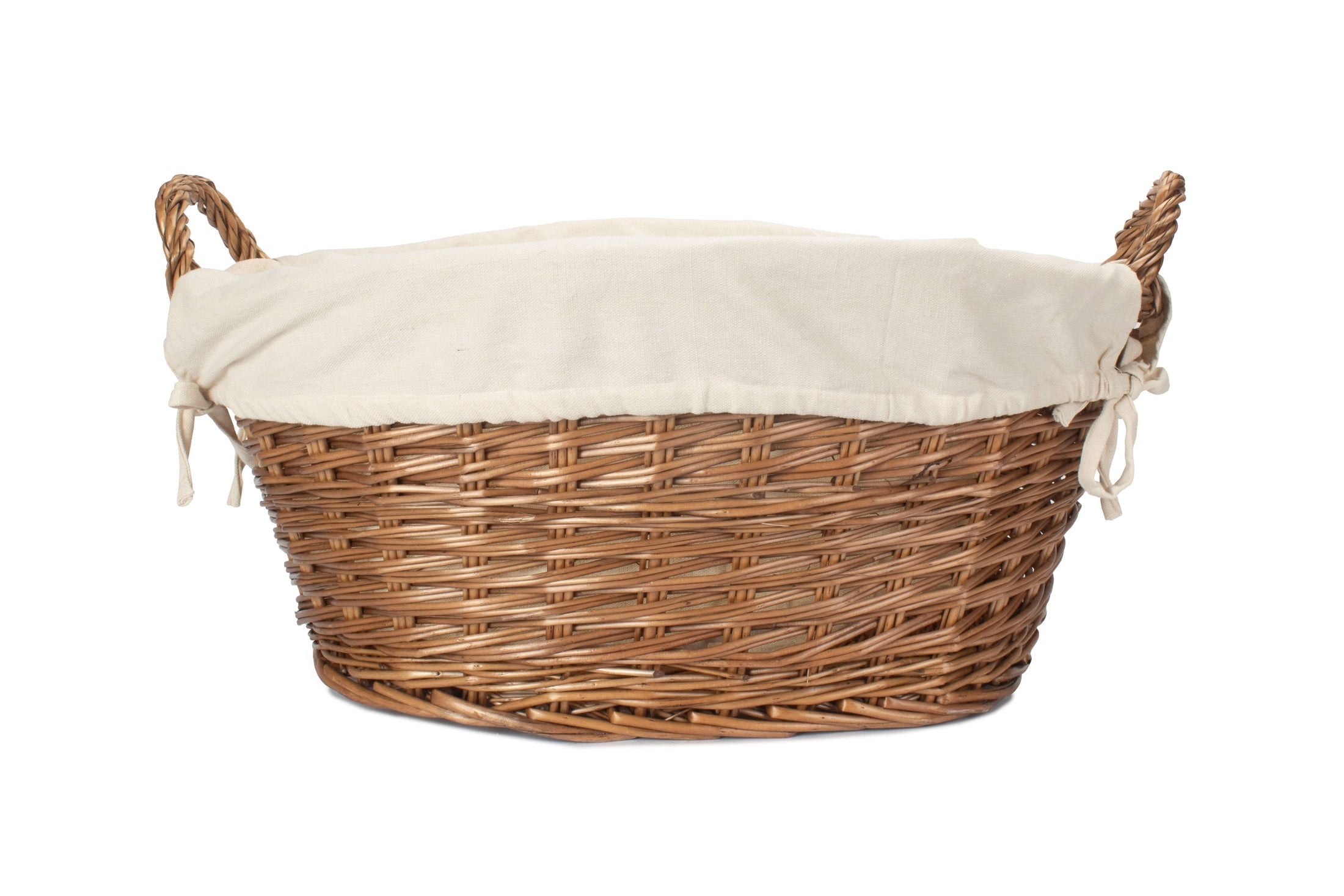 Light Steamed Willow Washing Basket with White Lining - REGN