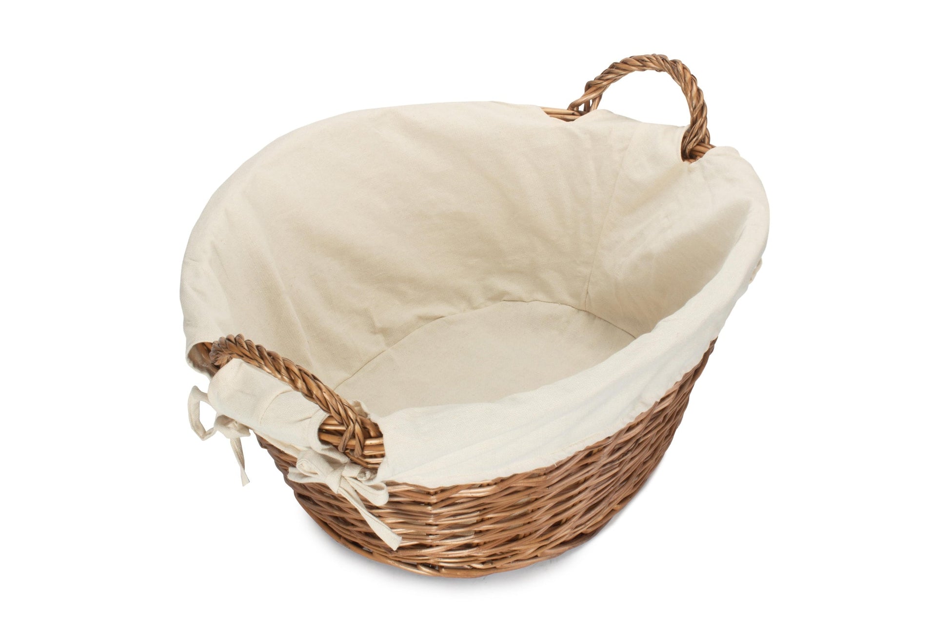 Light Steamed Willow Washing Basket with White Lining - REGN