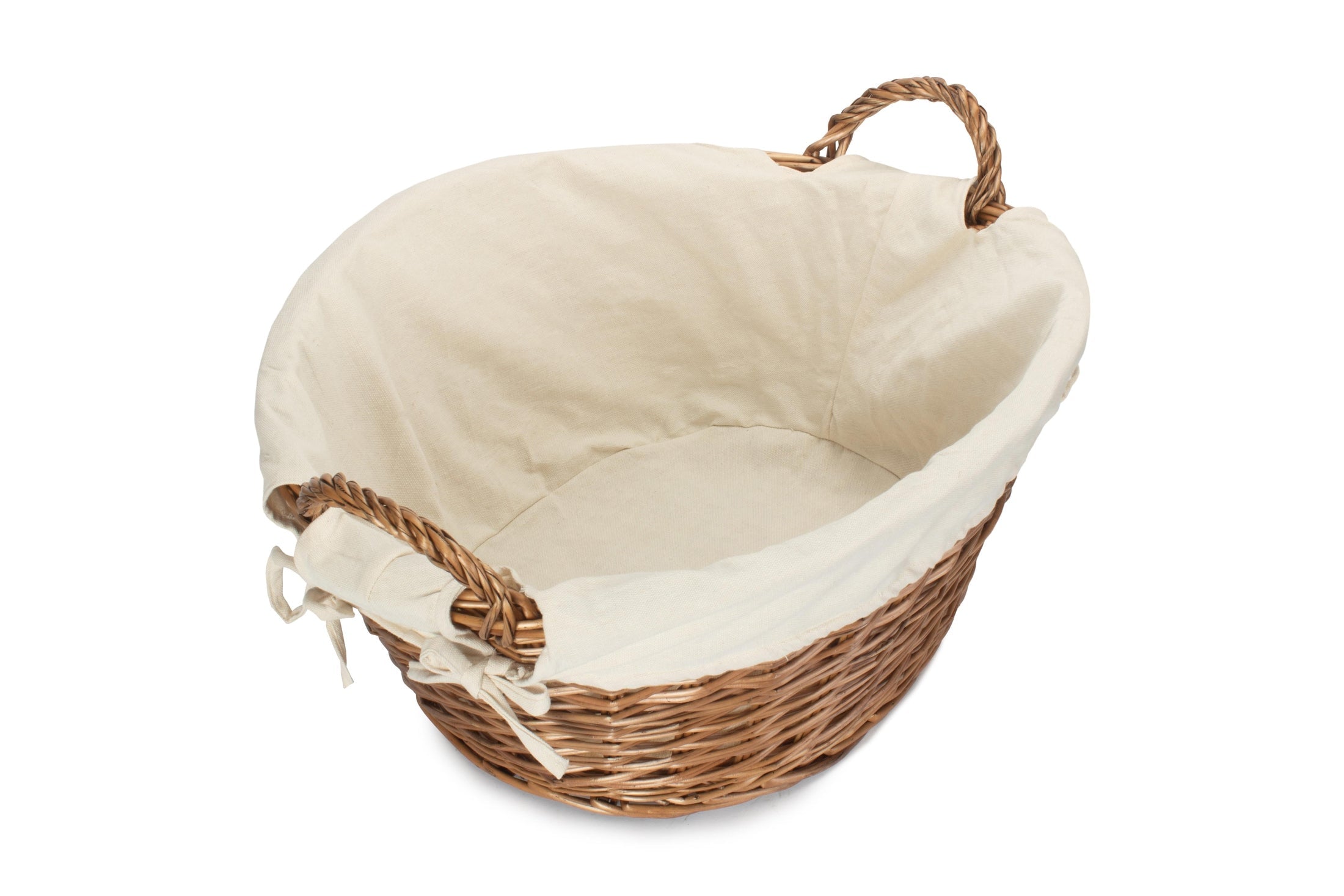 Light Steamed Willow Washing Basket with White Lining - REGN